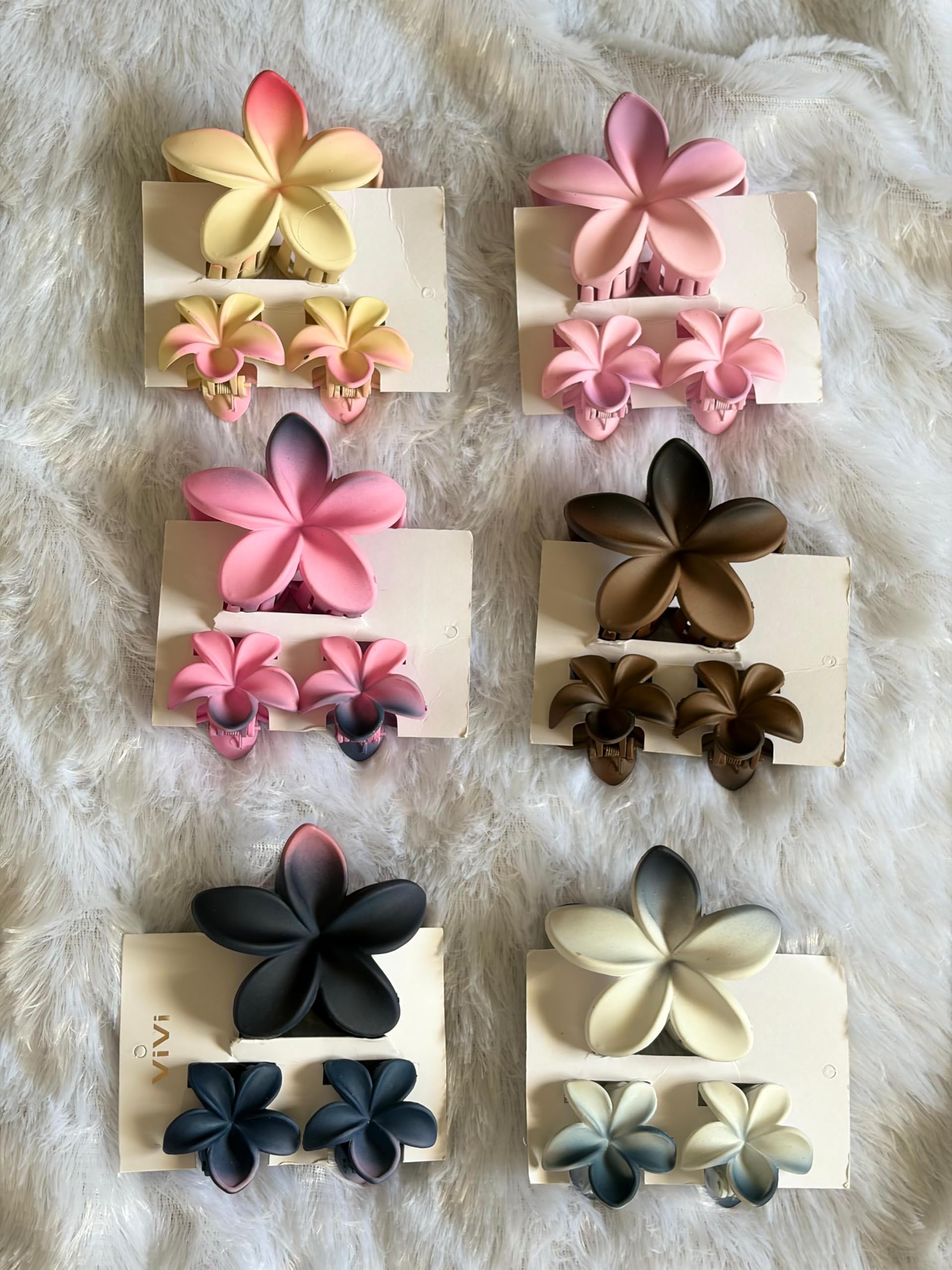 Plumeria Flower Hair Claw Clips, Matte Finish, Multiple Colours, Set of 3-image-8