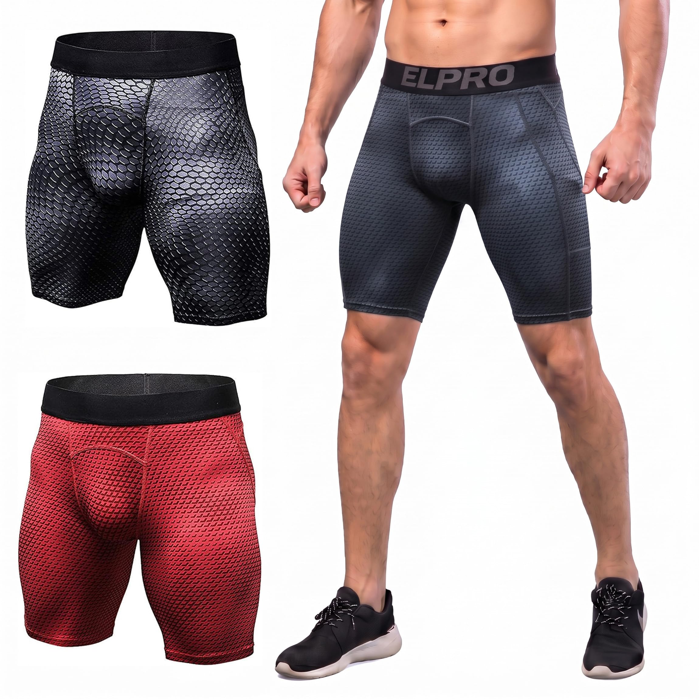 SANANG Short de Compression pour Hommes, Couche de Base à Séchage Rapide, Collant de Sport D'entraînement et de Fitness