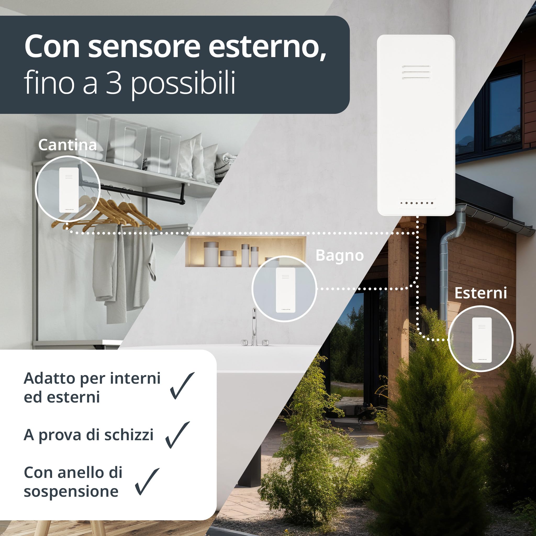 ADE Stazione meteo con sensore esterno a proiezione e wireless | termometro, igrometro, indicatore del clima interno | display LCD illuminato | radiosveglia con segnale orario DCF e calendario | nero