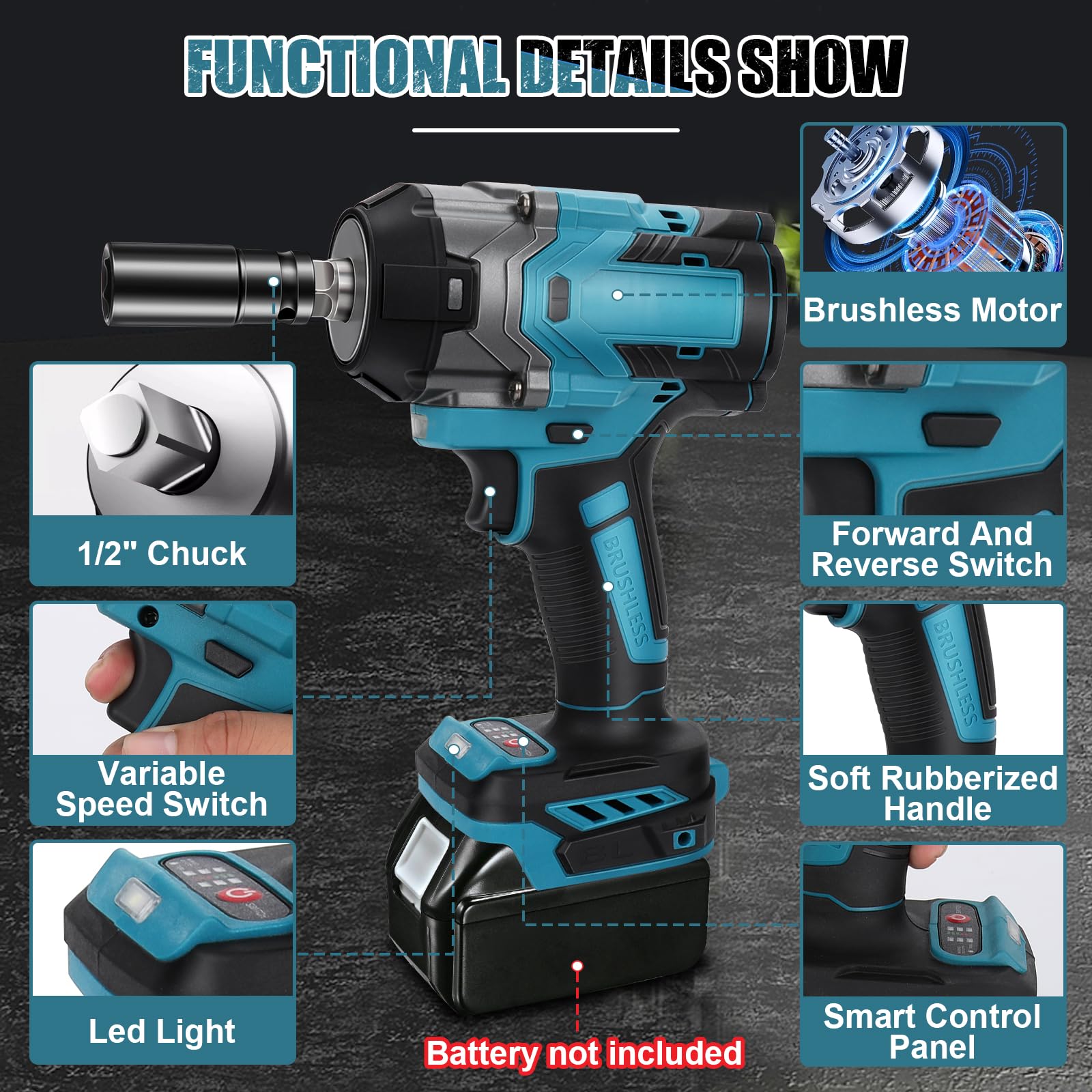 panthem 800 Nm Cordless Impact Screwdriver Compatible with Makita 18 V