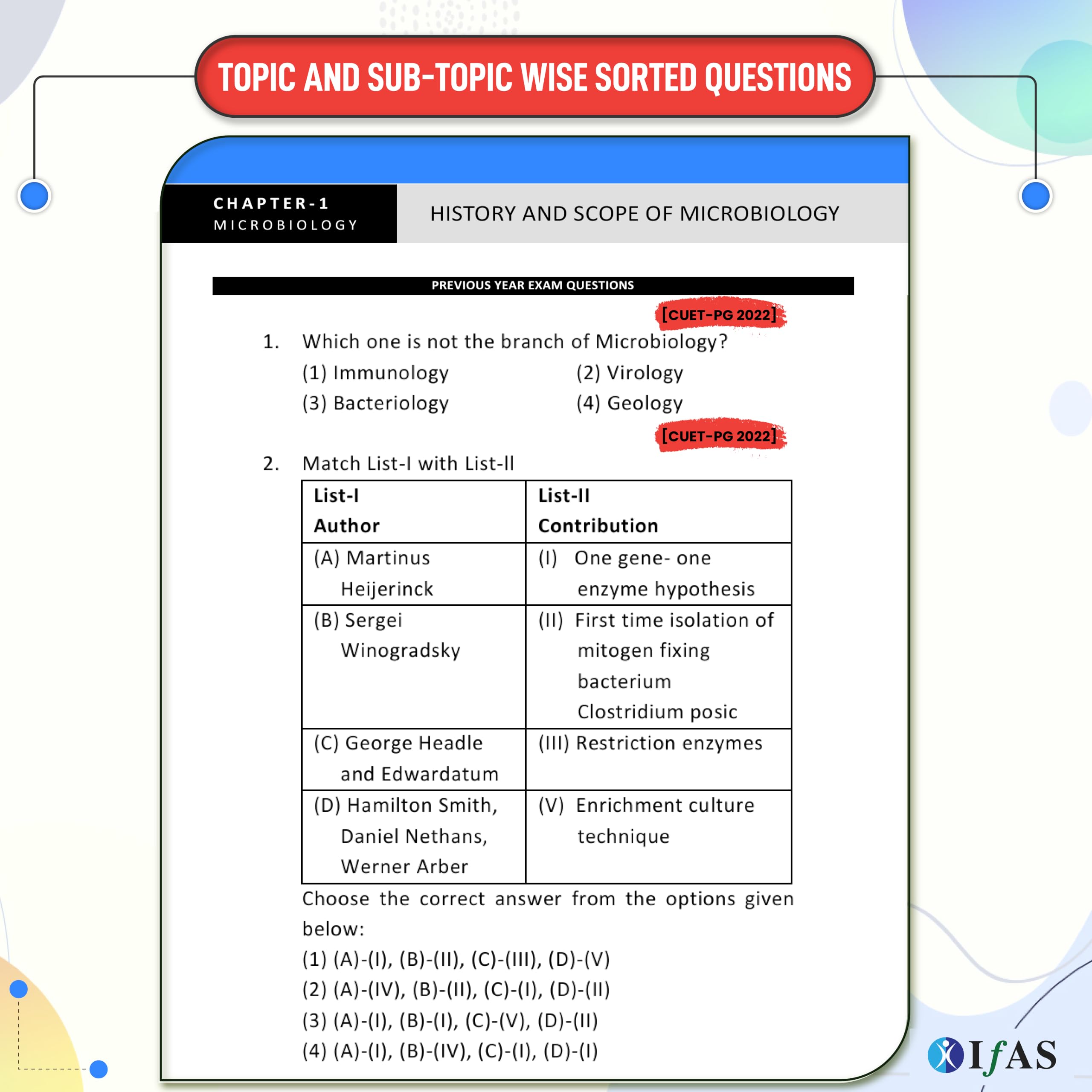CUET PG Microbiology Book 2027 | Previous Year Question Papers (2022-2026) with Detailed Solutions & Practice Questions | Best Seller PYQ Book for NTA CUET PG & MSc Microbiology Entrance Exams | IFAS 3