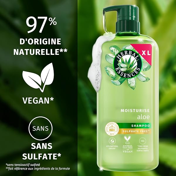 Herbal Essences Pure Aloe Shampooing Hydratant 650ml Cheveux Très Secs. Hydrate, Nettoie Et Nourrit. Ingrédients Naturels, Parfum Jasmin. Sans Silicone Et Sans Sulfates - 4