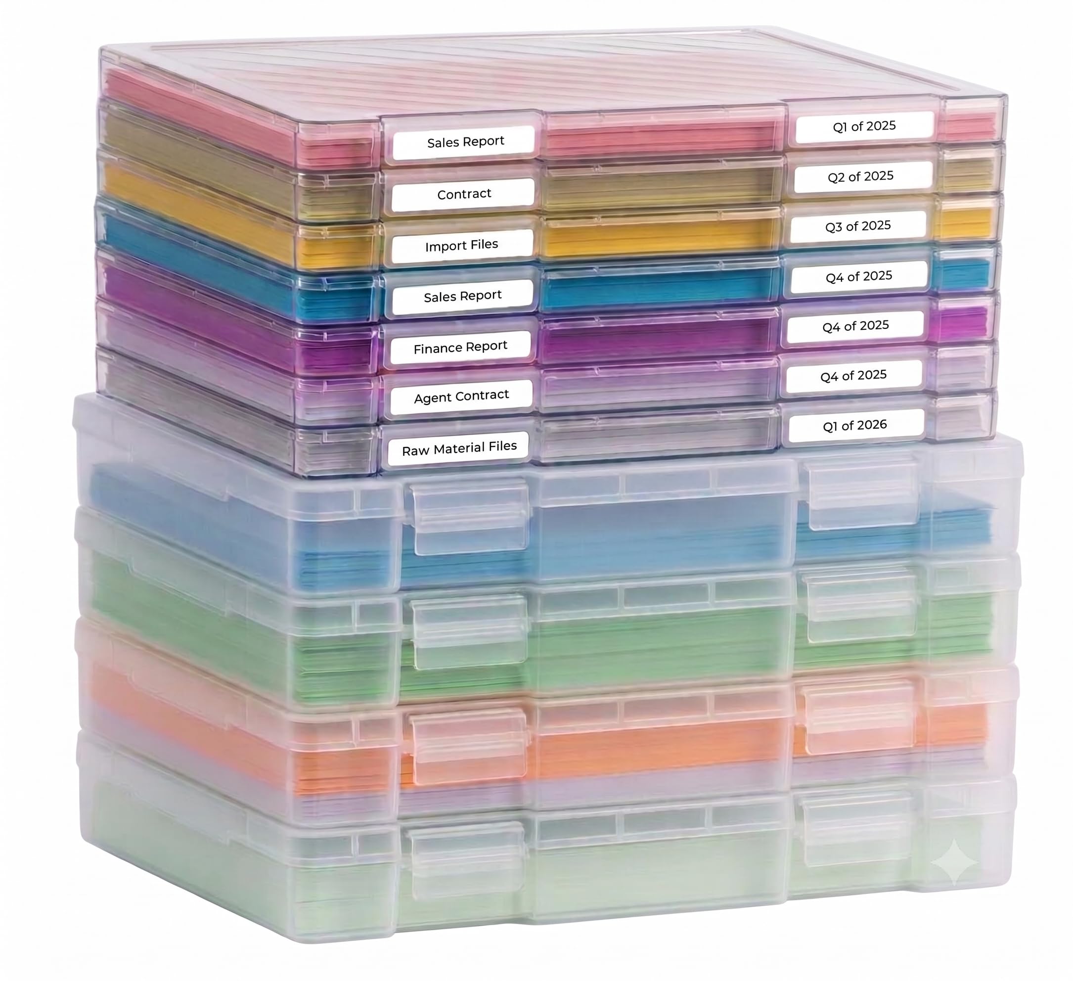 Confezione da 12 scatole di carta formato A4, 21 x 28 cm, in plastica, portatili, per lettere americane e carta A4, multiuso, spesse, per album di ritagli, per ufficio