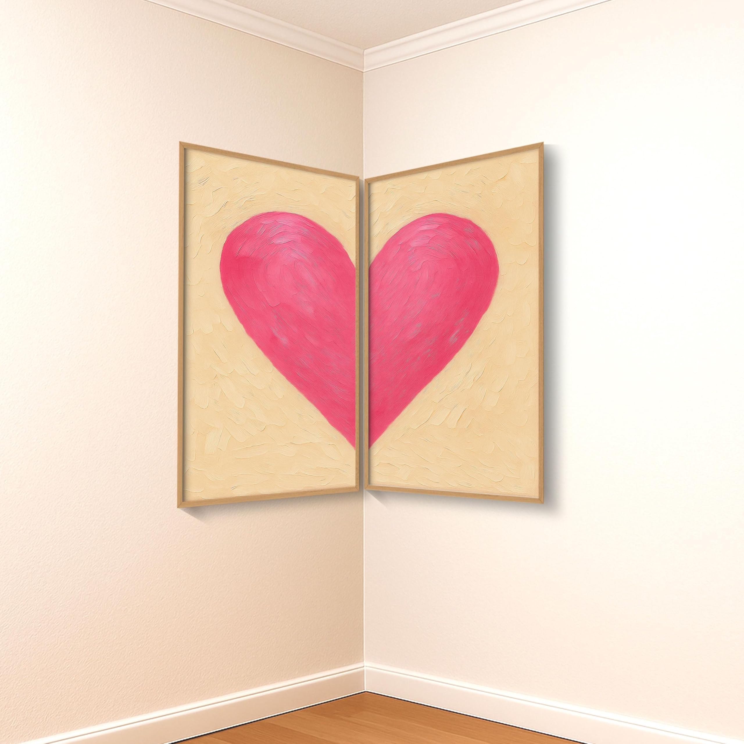 Affiche d'angle Cœur rose grand format décoration murale moderne - 7