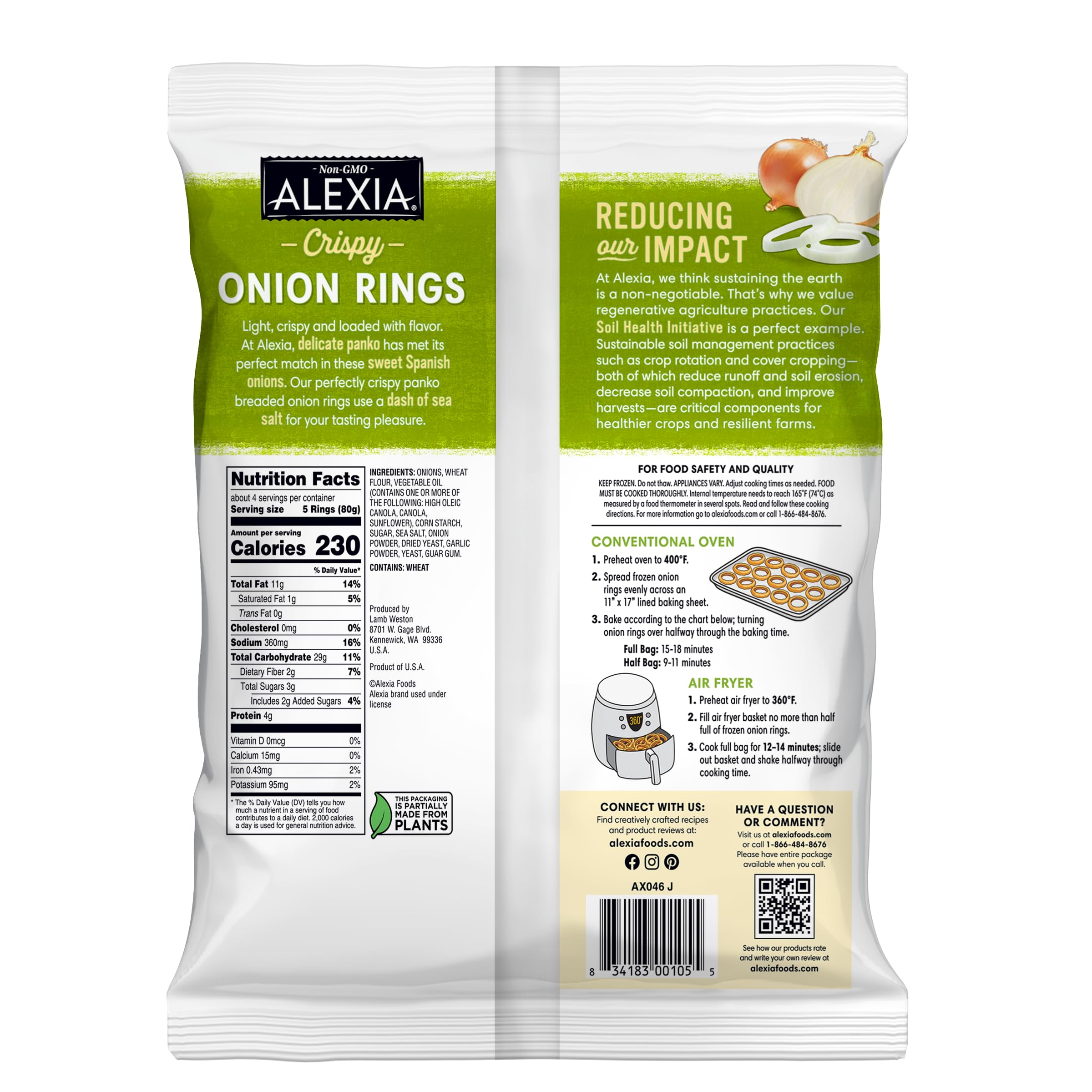 Alexia Non GMO Crispy Onion Rings Panko Breading and Sea Salt 11 Oz — view 2