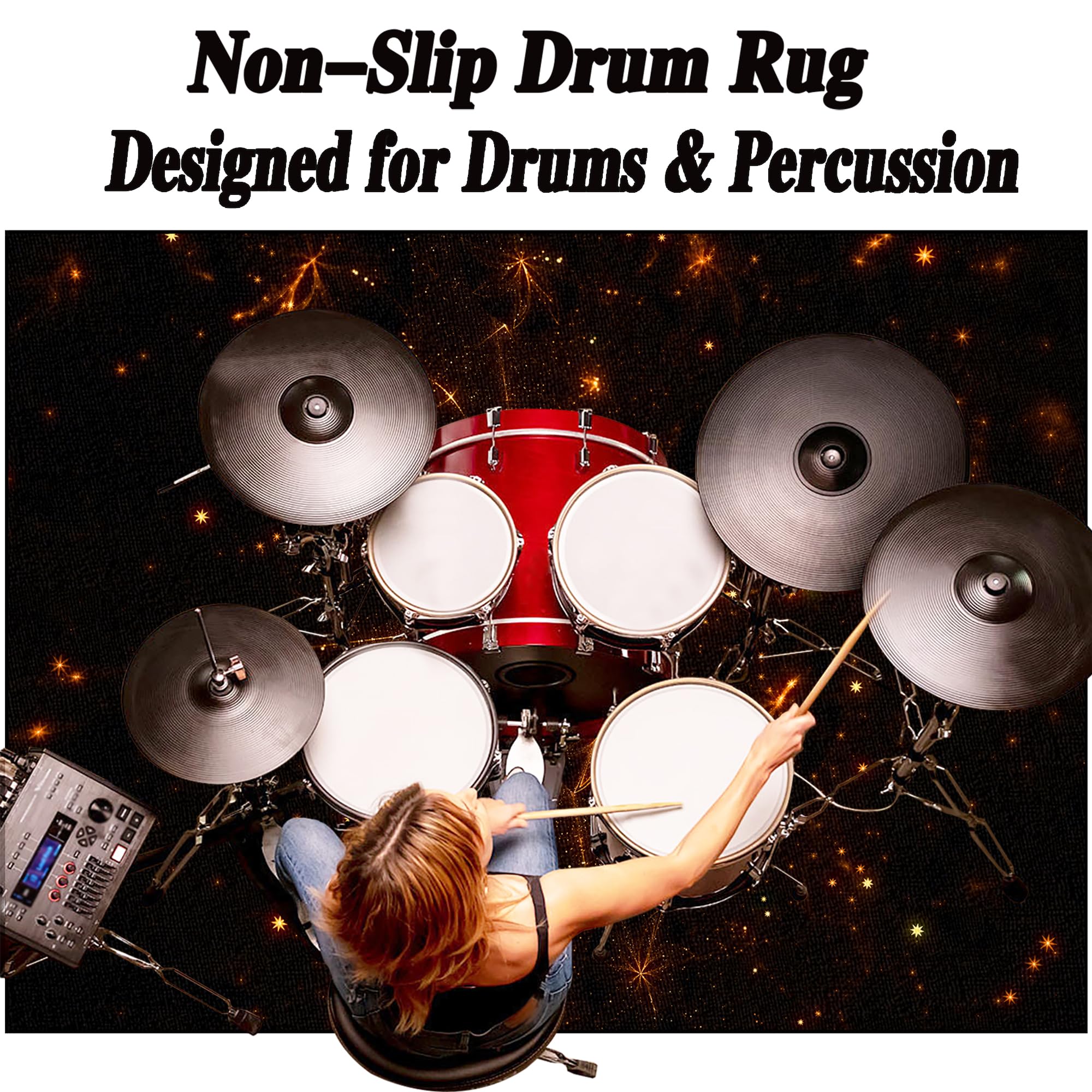 Dywan z baterią akustyczną, dźwiękoszczelny dywanik z baterią, elektroniczny dywanik do bębna basowego, antypoślizgowy do bębna basowego i innych elementów zestawu dywaników do dywanika 150 x 120 cm