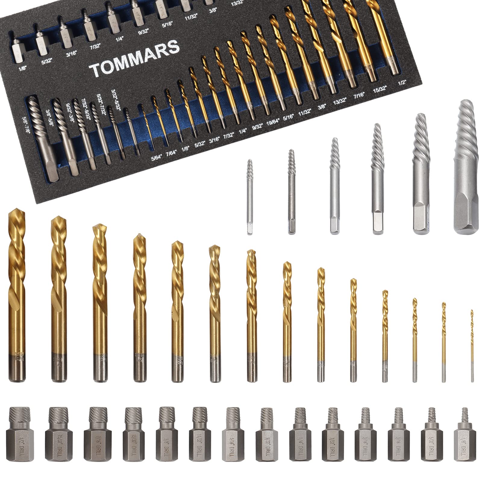 Buy TOMMARS 35PCS Bolt and Screw Extractor Set incl. Drill Bit Kit