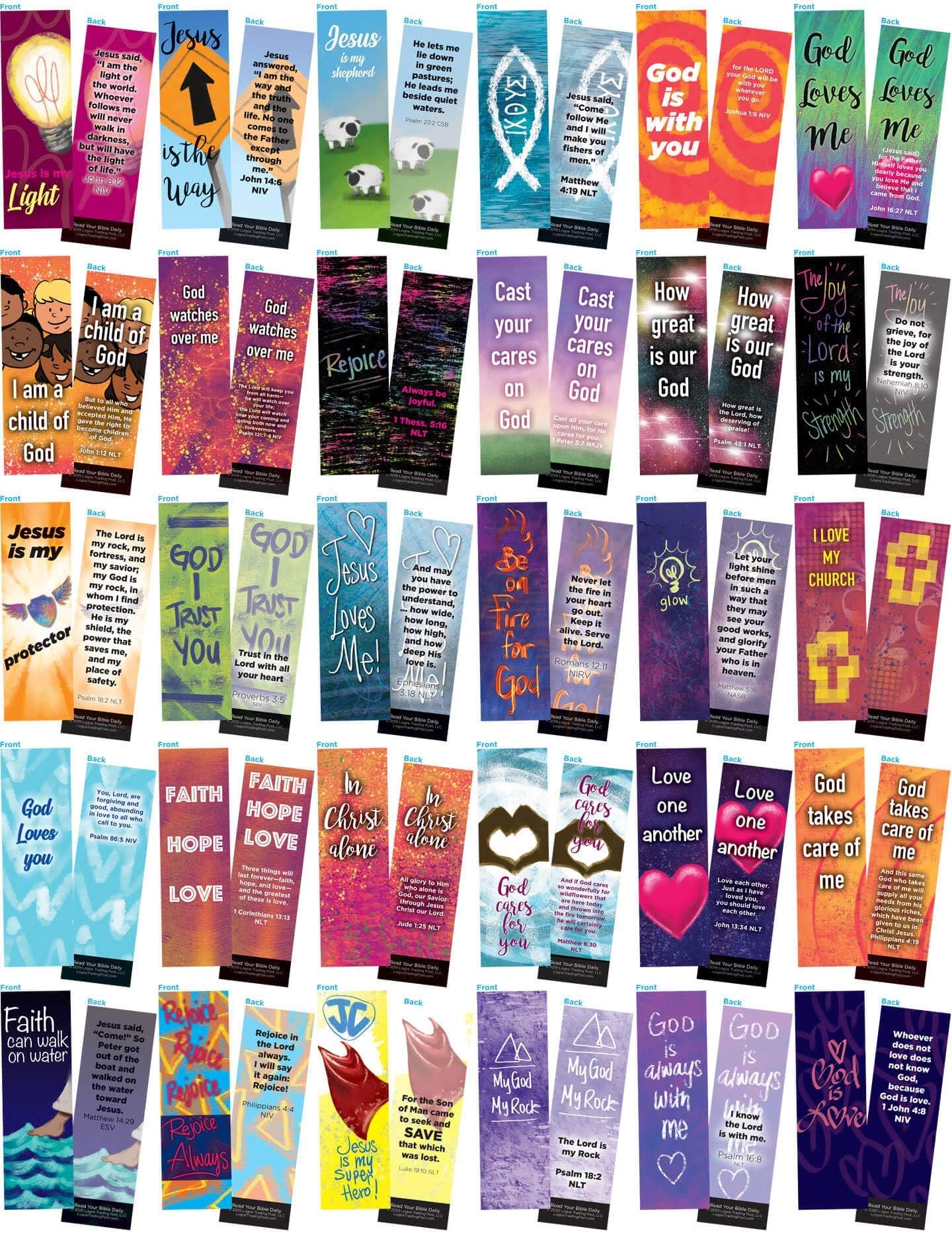 Harloon 48 Pcs Christian Bookmarks for Kids Bible Verses Bookmarks