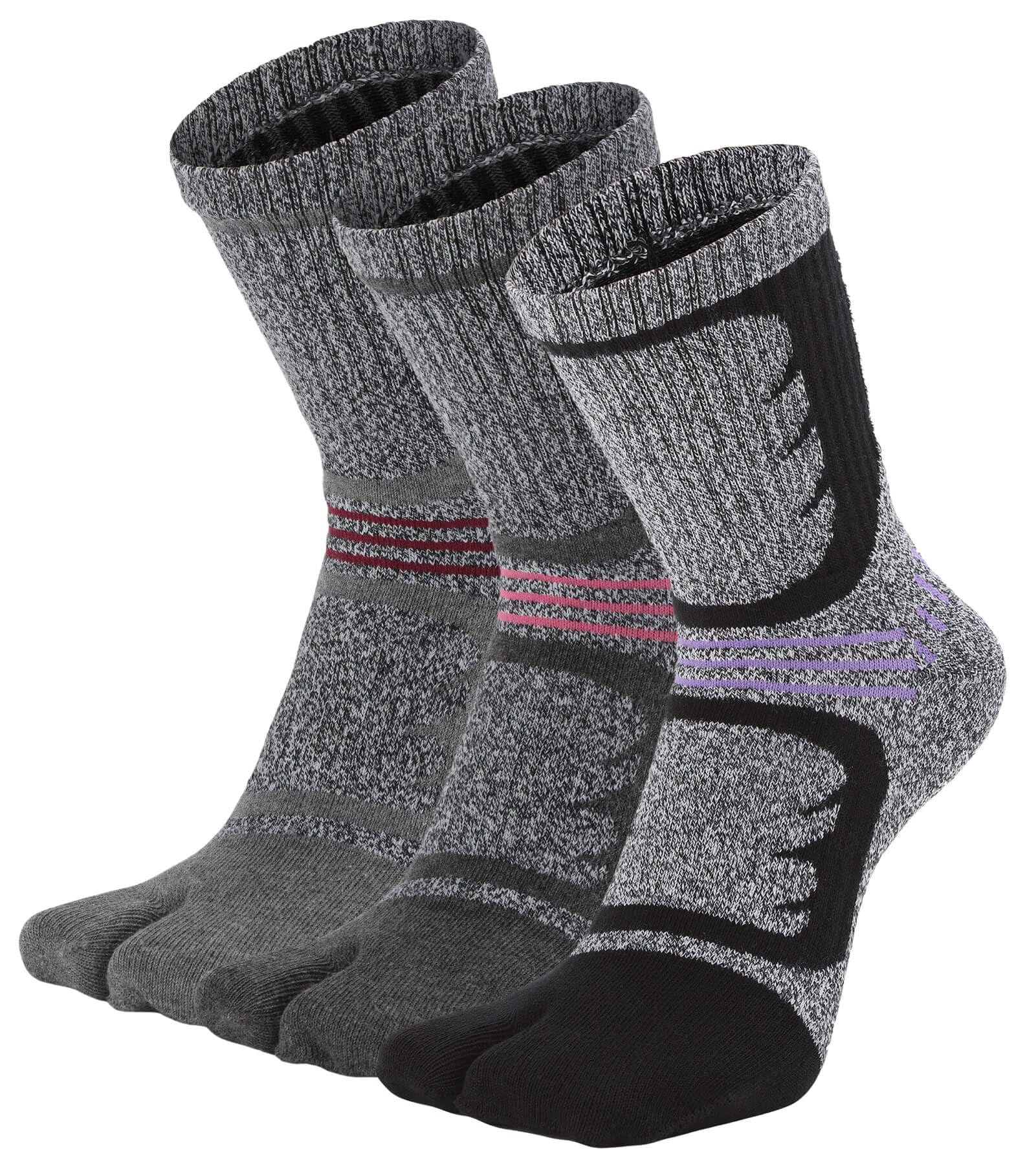 UBUMOWomen's Tabi Socks Flip Flop Big Two Toe Split Cushion Athletic Hiking Terry Crew Cushioned Athletic Cotton 3 Pairs