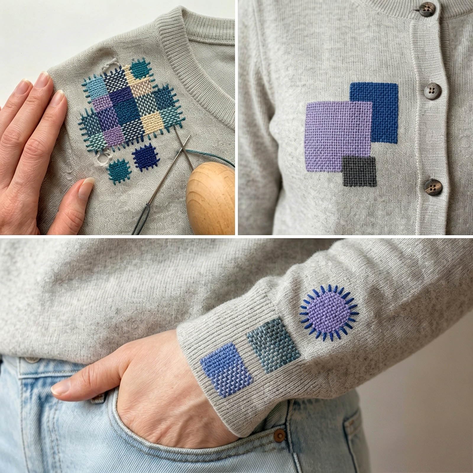 PANGBOER 48-Farben Wollstopfgarn Set mit Nadel, Wollkamm, Stopfkamm für Pullover, Socken, Kleidung, Reparatur und Patchwork, Basteln, Nähen, Reparaturausrüstungsset