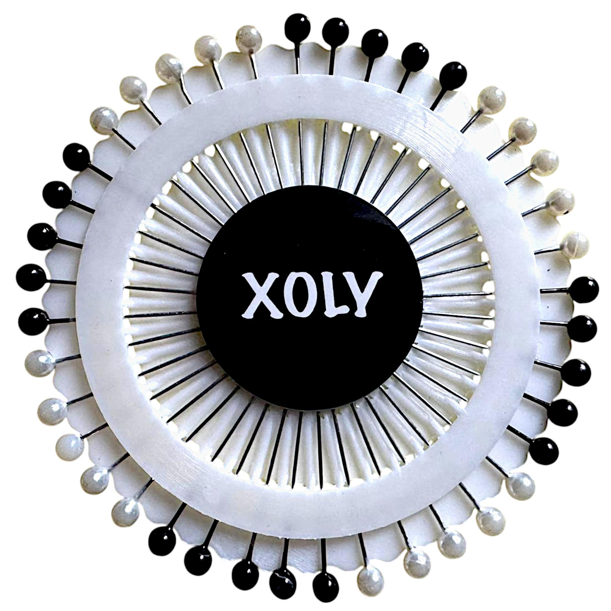 XOLYQuilting Pins I Sewing Scarf I Hijab I Pearlized Straight I Colorful Head Fabric Cover I Dressmaking I DIY Art Craft Flower Decoration I Pagri (Black & White)