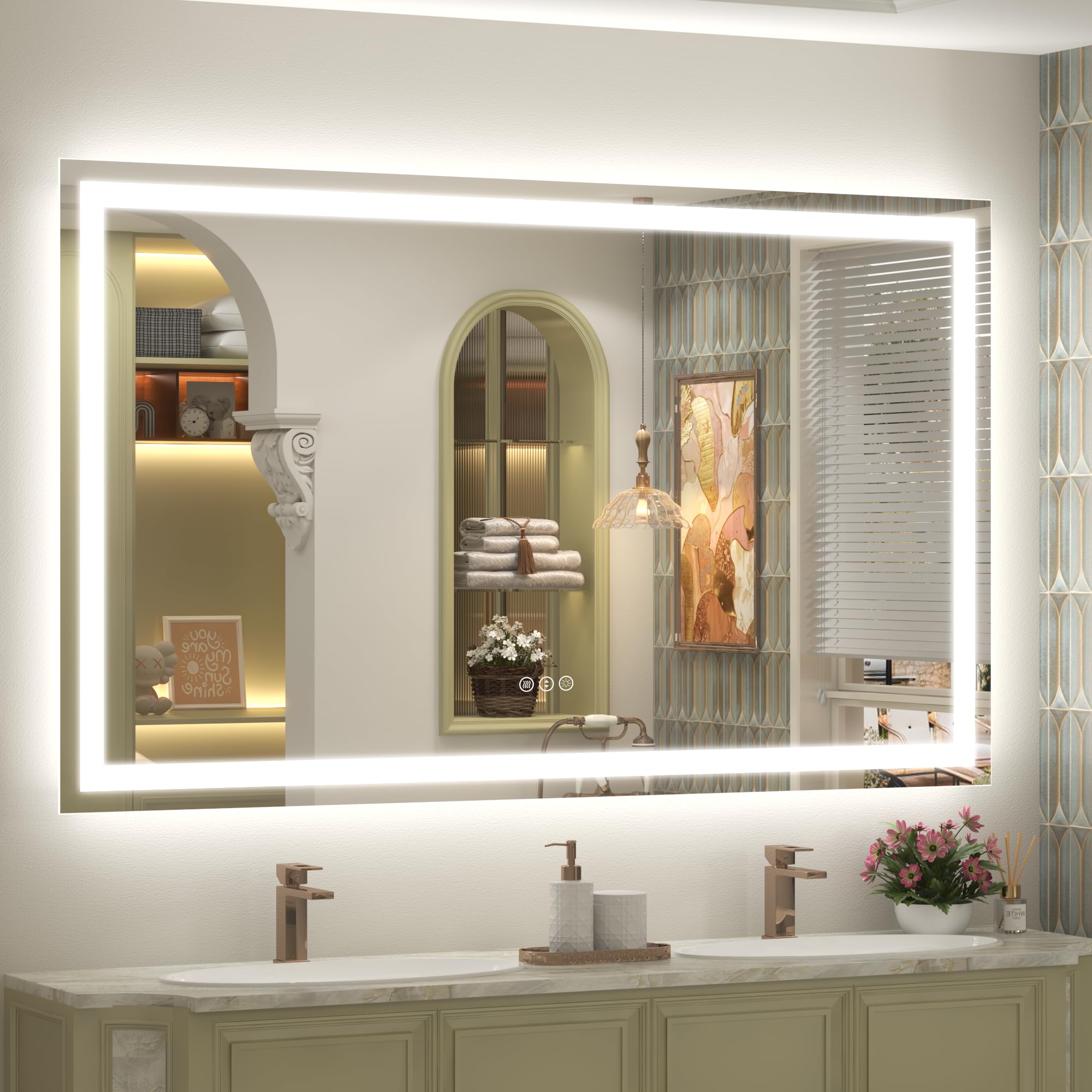 Photo 1 of ** *SEEMS TO BE MISSING SOME HARDWARE*** CHARMOR 66x40 LED Bathroom Mirror, Large Dimmable Vanity Mirror with Lights, Anti-Fog, Shatterproof, Memory, 3 Colors, ETL Listed (Backlit and Front Lighted)