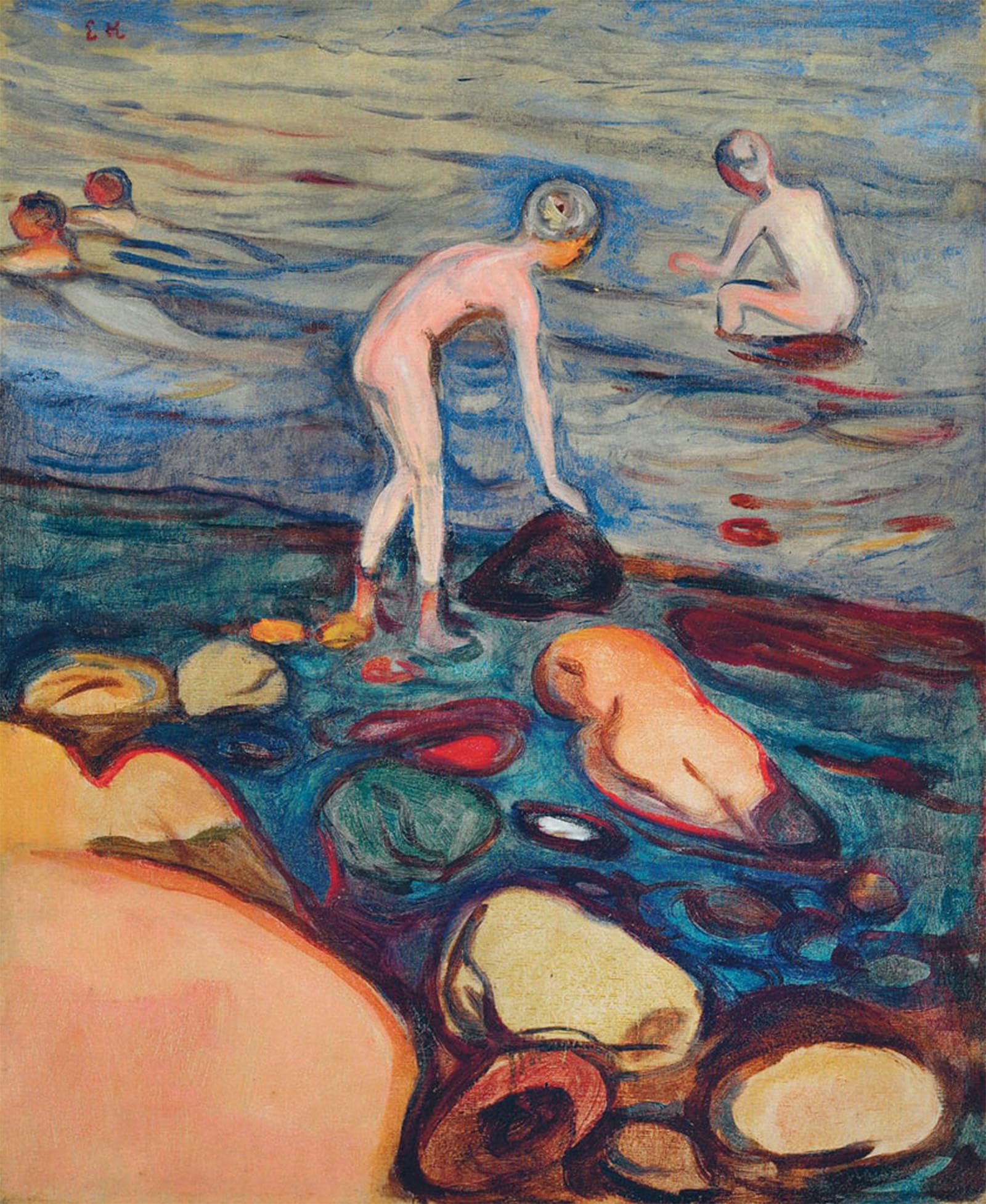 POSTERIIk Famous Print Pop Art Wall Art Graffiti Bathers by Edvard Munch Art Prints for Home Decor 60x90cm
