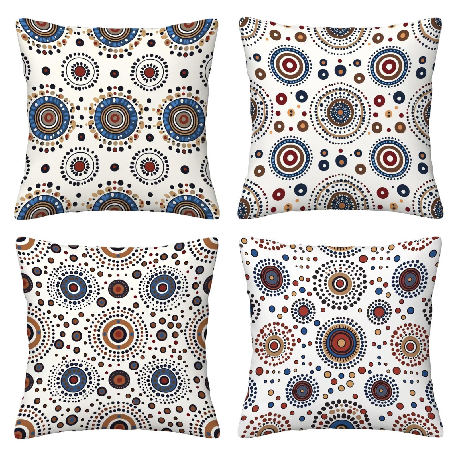 Kissenbezug 55x55 Retro 4er Set Samt Kissenbezüge Mandala Zierkissenbezug Kissenhülle Dekorative Weiche Quadratische Dekokissenbezug Sofakissenbezug Couchkissen für Deko Schlafzimmer Wohnzimmer P-00