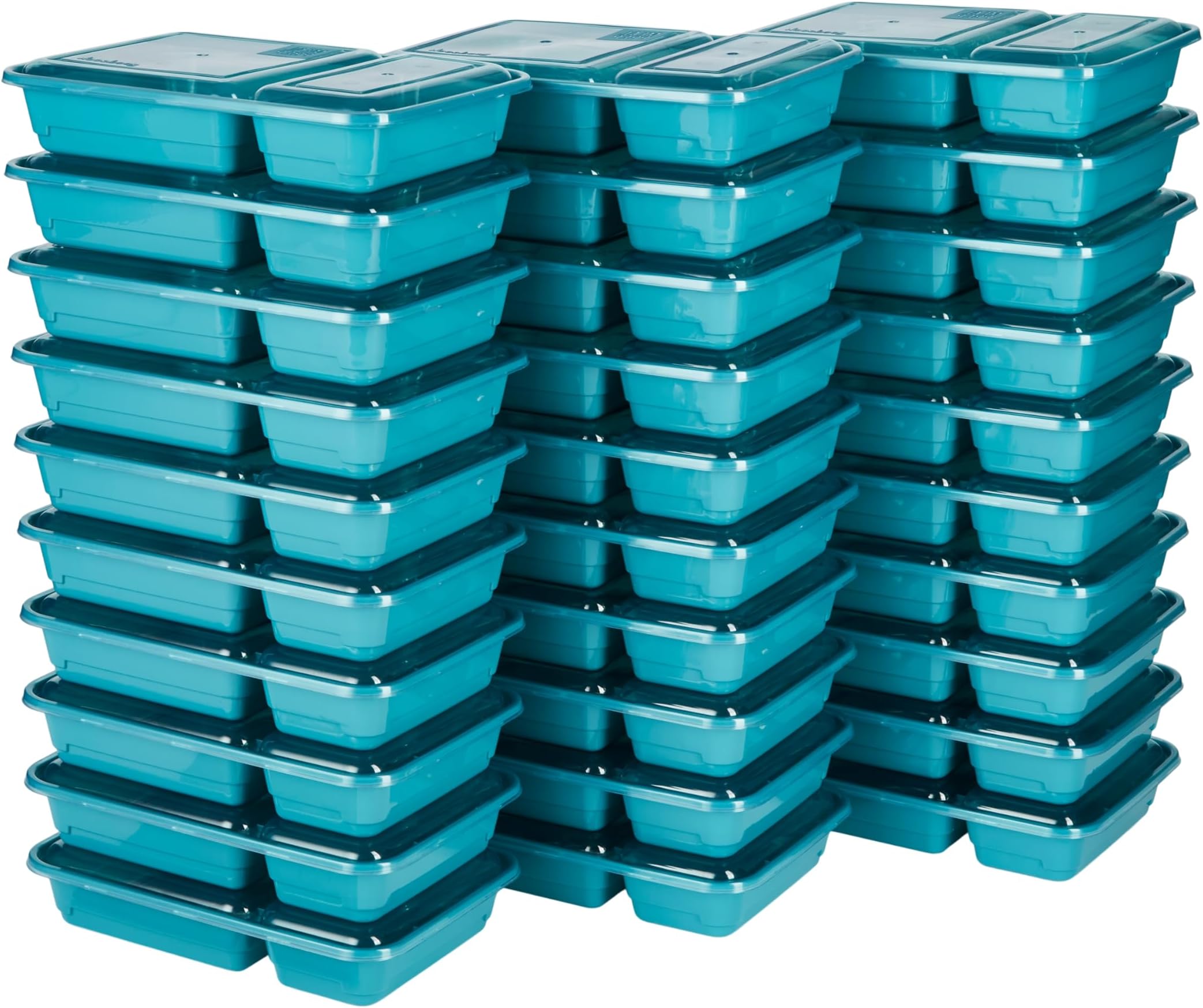 GoodCook Meal Prep Rectangle Two Compartment 30 units, Teal, BPA Free