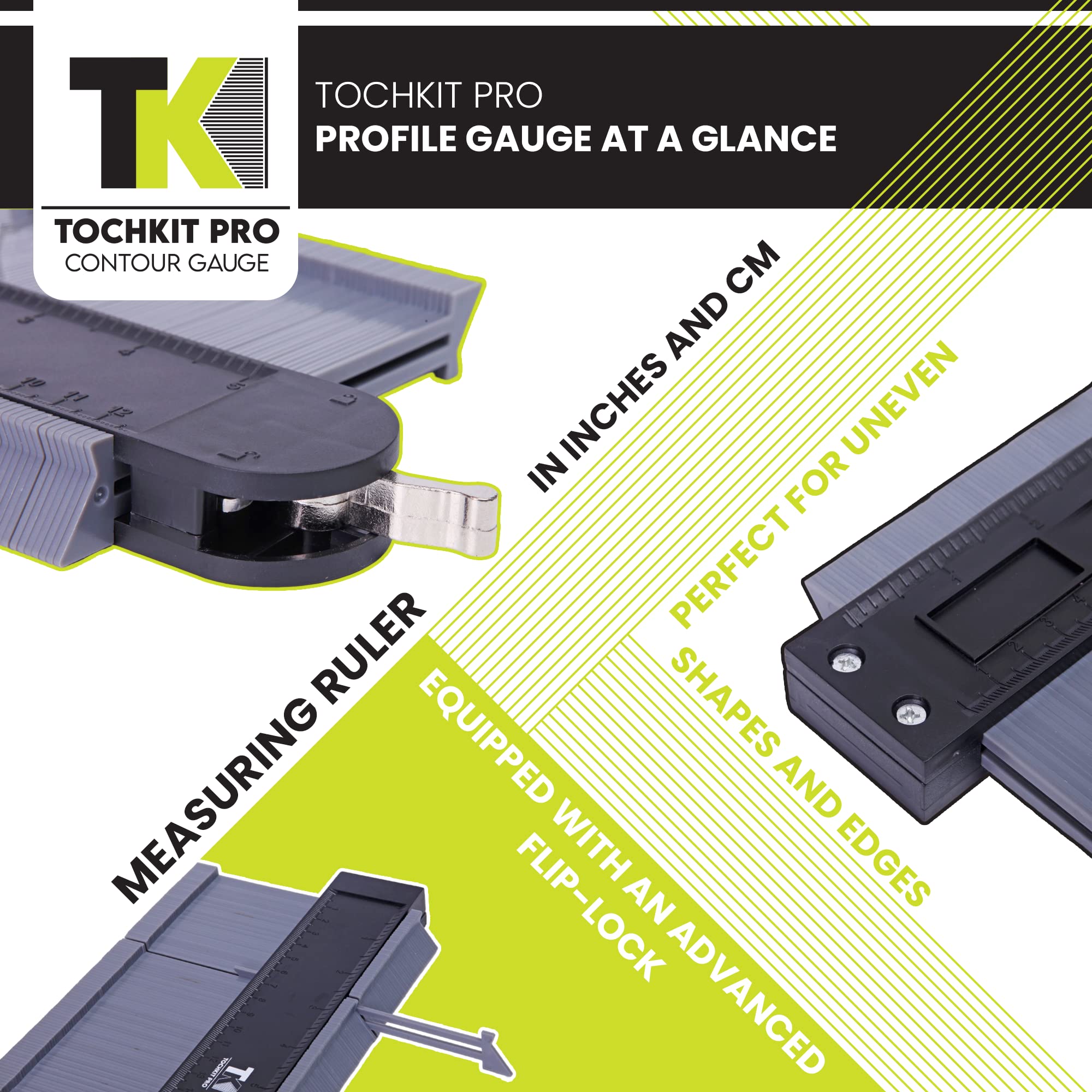 Amazon | TOCHKIT PRO - 2イン1 輪郭ゲージ - 角度測定ツール