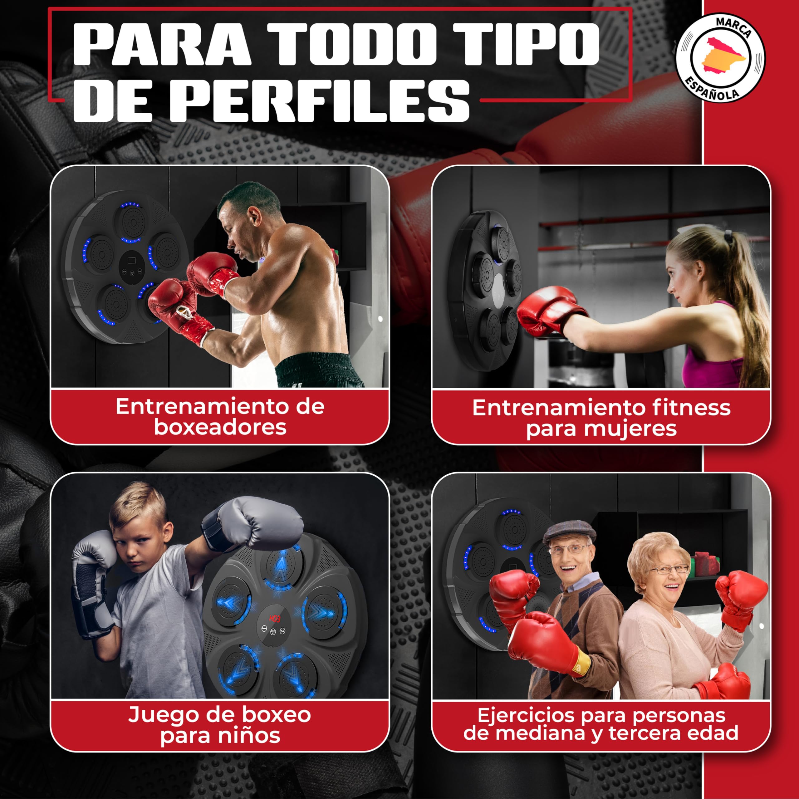 Maquina de Boxeo Musical, Boxing Machine, Maquina de Boxeo con Musica, Musical Boxin para Niños y Adultos, incluye guantes de boxeo