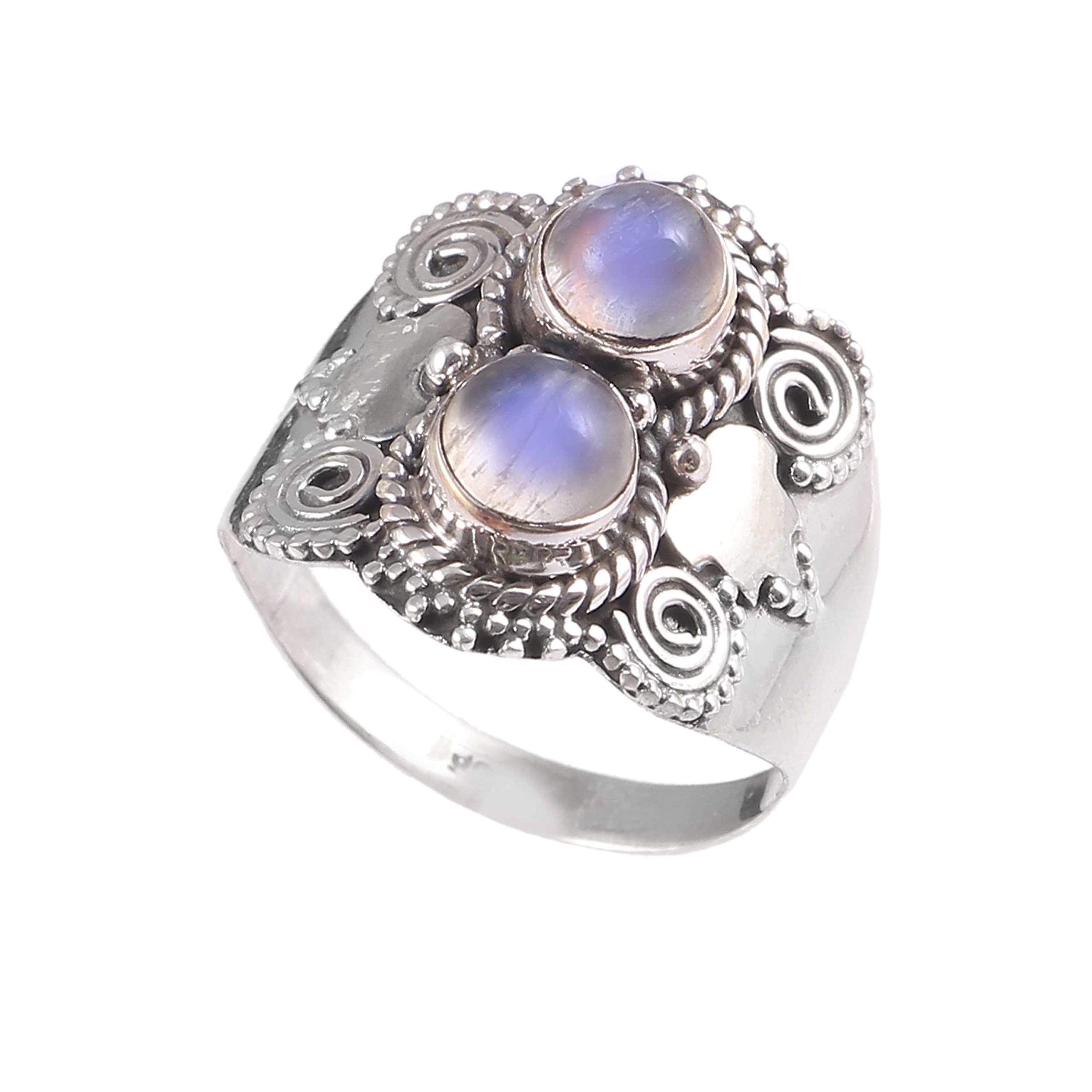 Bague en argent 925 et labradorite véritable éclat cabochon