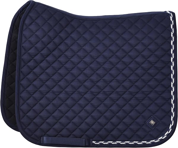 Imperial Riding IRH Basic Cotton VS Tapis de Selle Polyvalent avec surpiqûre en Losanges, Passepoil pailleté et Logo en métal, Noir - 4