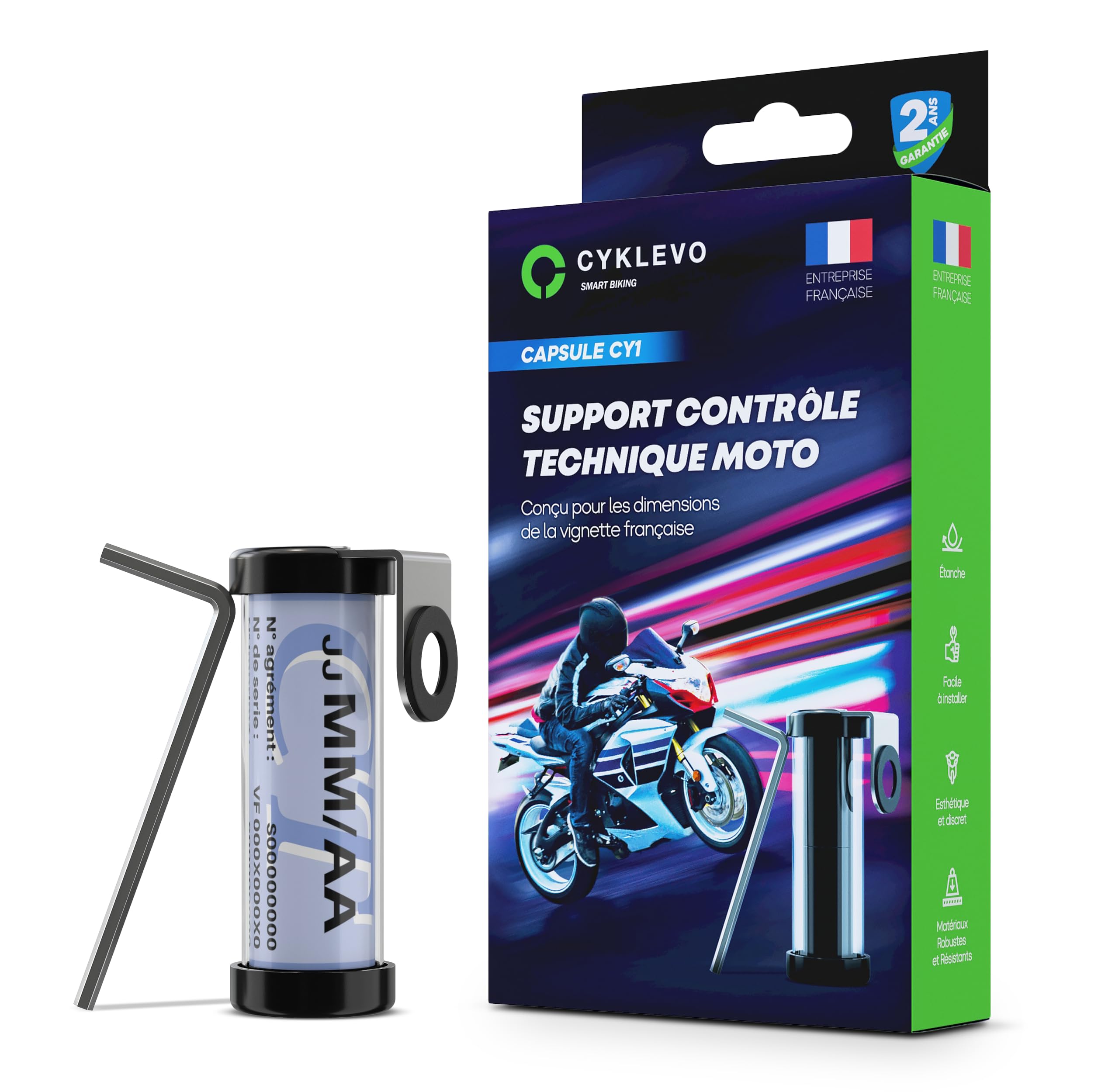 Capsule CY1 ©,Soporte para portaviñetas de garantía y control técnico para motocicletas,También para scooter y Quad,Accesorios para moto funda protectora para documentos con tarjeta verde