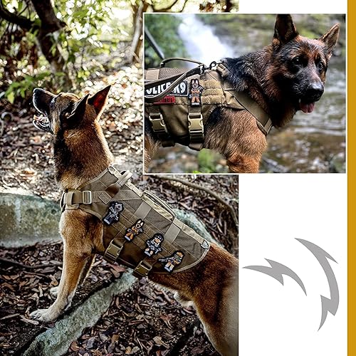 Vista 32 de OneTigris Arnés táctico sin tirones para perros pequeños, diseño de malla, chaleco transpirable para perros militares, chalecos Molle con asas