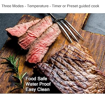 Meat Mate BBQ Meat Thermometer | 30M Long Range, Smart, Wireless, Assisted Food Cooking Thermometer For The Oven, Grill, Kitchen, BBQ,Smoker, Rotisserie with Bluetooth Connectivity (Single)