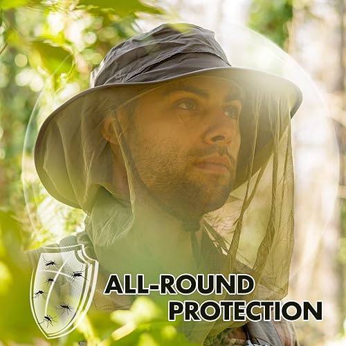 Miniatura 3 de Comhats Sombreros de malla de nylon de malla de velo para hombres protección UV sol pescajardineríanavegación al aire libre
