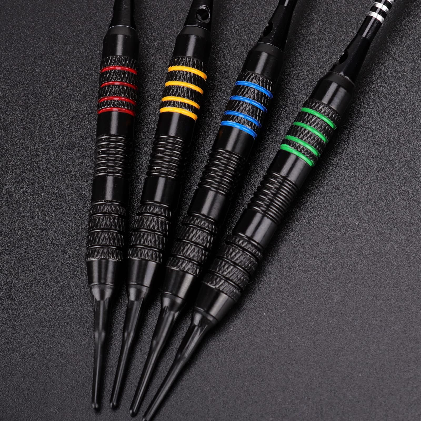 BLESION Dardos Punta Plastico[18g], 12 Dardos Diana Electronica de Profesionales con 20 Anillos de Goma 50 Puntas de dardo adicionales