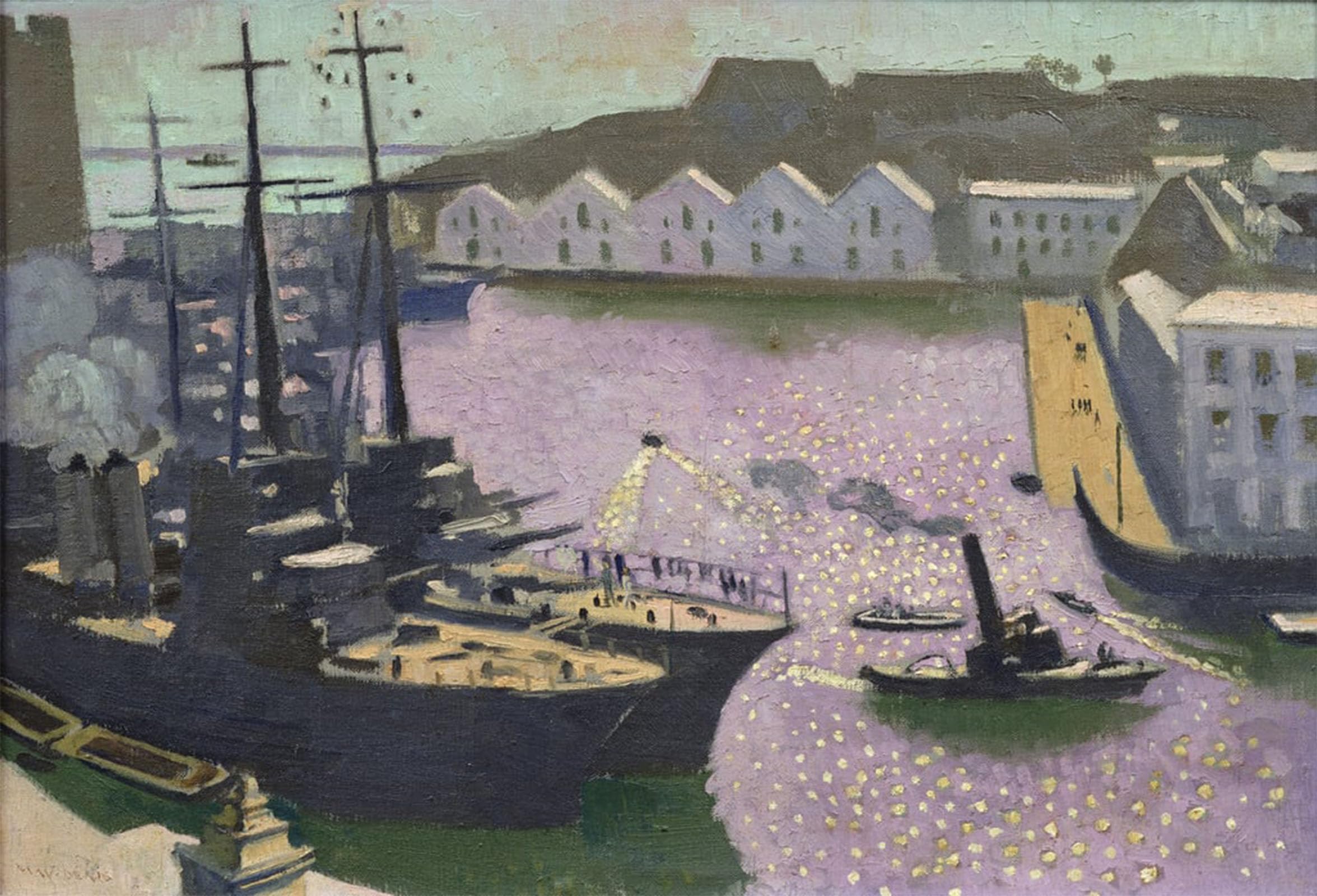 SERENDIPITP Retro Picture Poster Wall Art Pictures Painting Brest Port by Maurice Denis Wall Art Canvas Print for Wall Decor 60x90cm