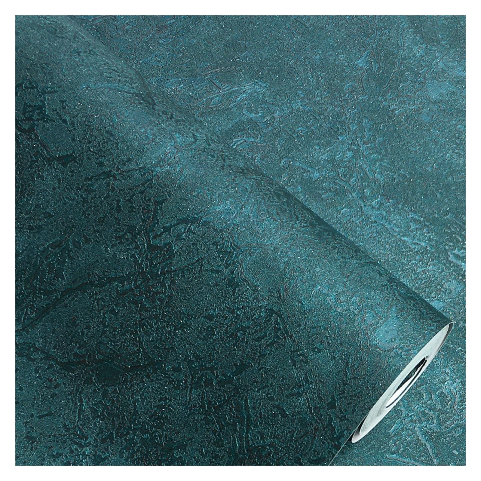 LADFRTYU Wallpaper Modern Simple Dark Green Wallpaper Retro Art PVC