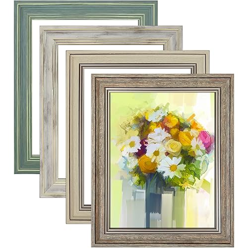 LUCKYLIFE 8x10 Picture Frame Set of 4, Rustic Farmhouse Picture Frames for Table or Wall Hanging