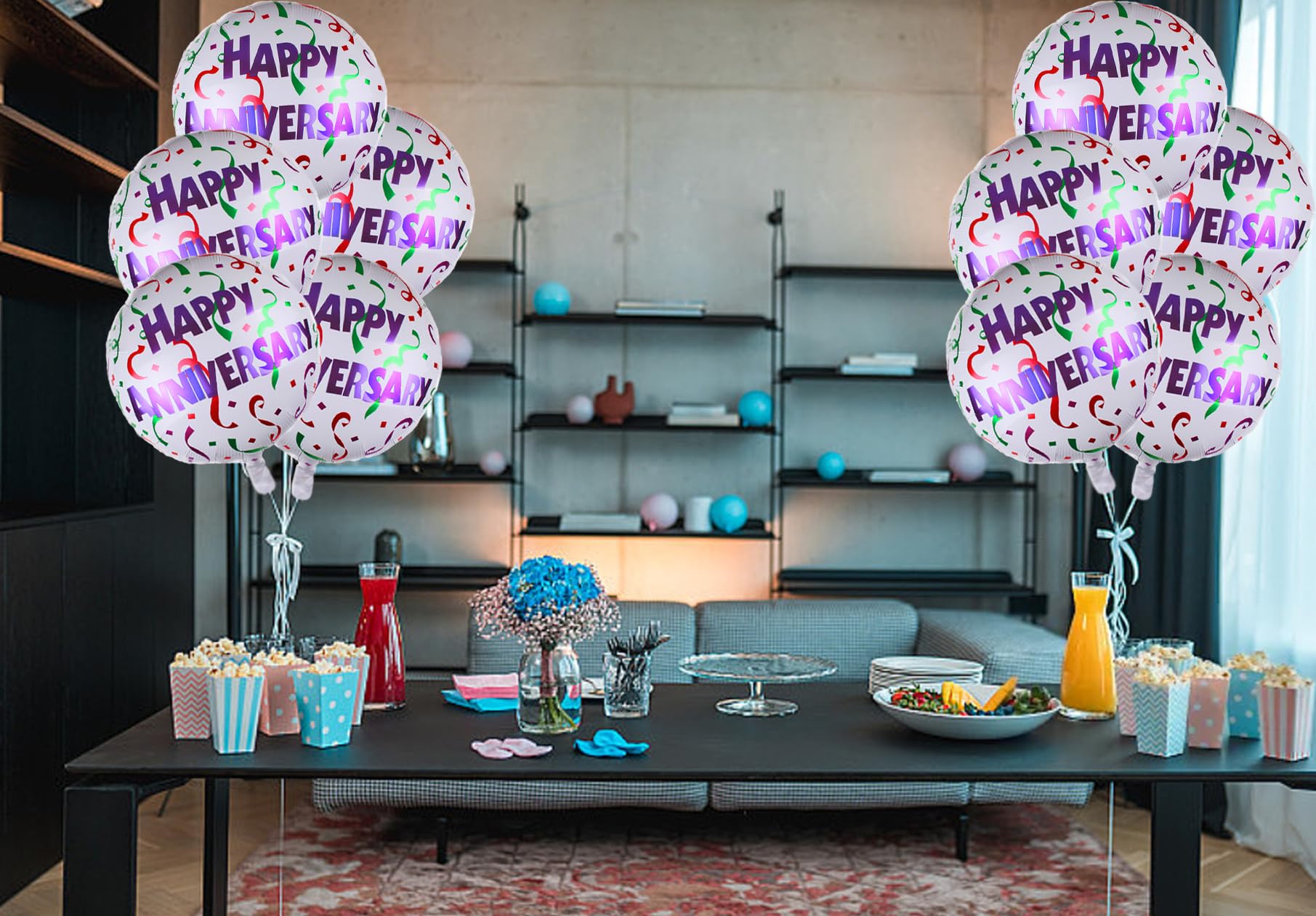10 szt. balonów z folii aluminiowej Happy Anniversary dekoracje imprezowe balony na rocznicę artykuły imprezowe dla mężczyzn kobiet