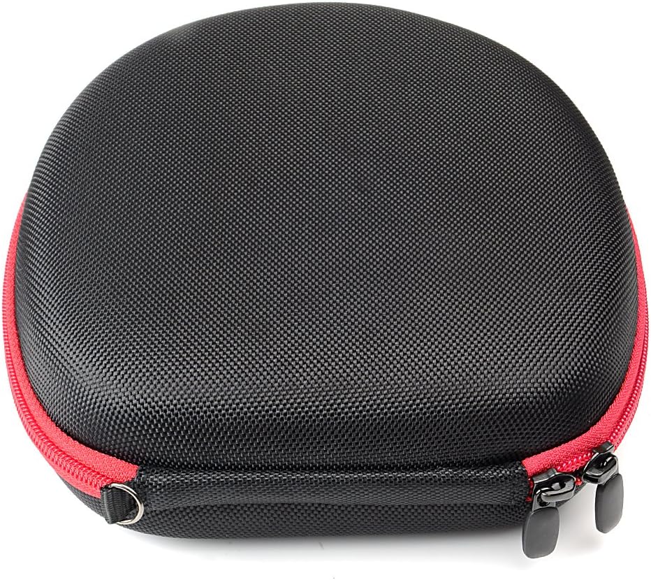 Headset Case for VXi BlueParrott B450-XT, B450-XT -204010-C, B350-XT, B250-XTS, C400-XT, Mesh pocket for cable, amplifier and other accessories, detachable wrist strap for easy carry, Black + red zip