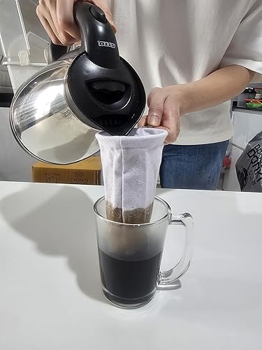 Miniatura 4 de FSBY Filtro de técafé, tamaño 3.0 pulgadas, reutilizable, estilo tradicional tailandés, calcetín de filtro de té de tela, verter encima, filtro de