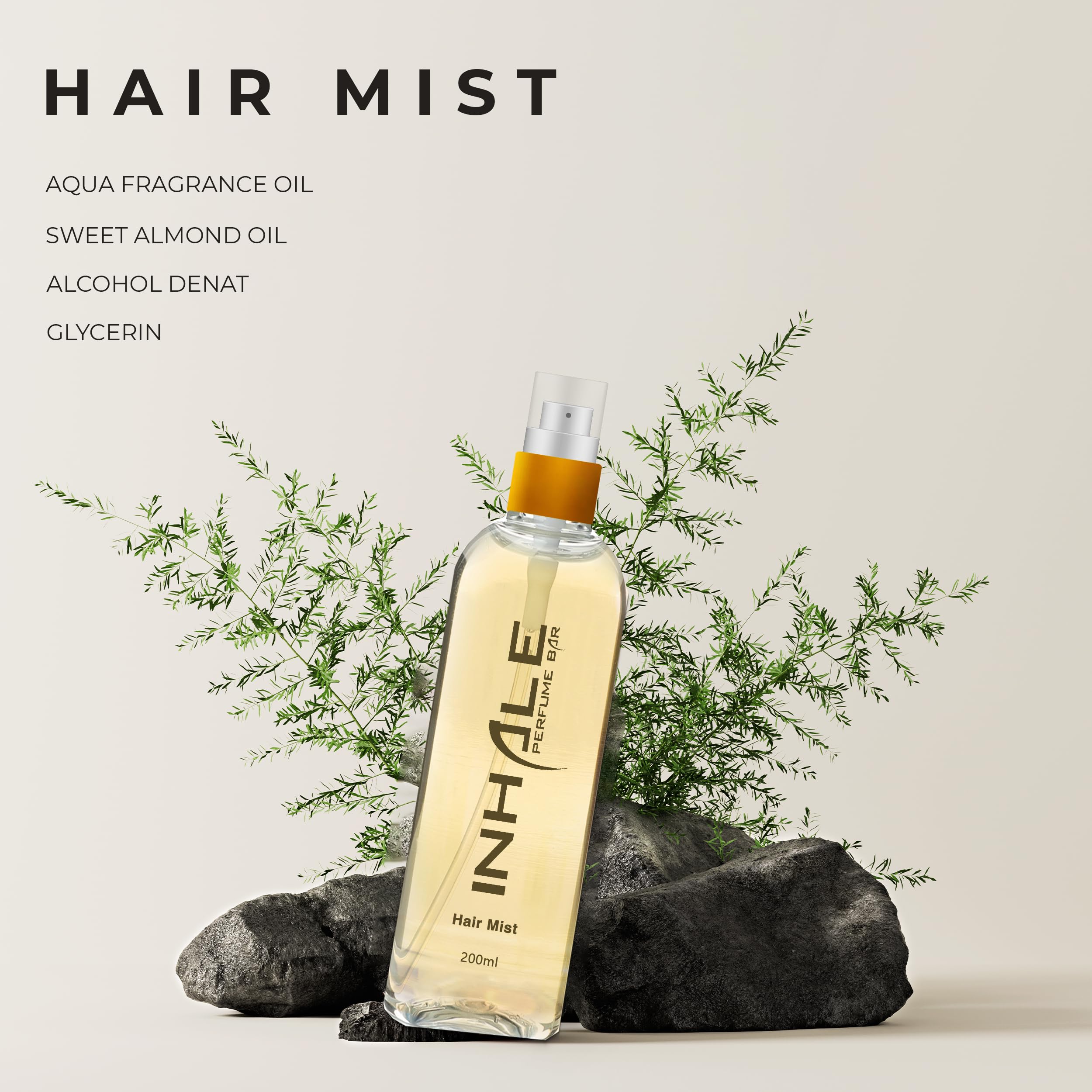 Inhale Hair Mist - Perfume para el cabello, 200 ml, aceite de fragancia acuática, glicerina con aceite de almendra dulce, alcohol denato