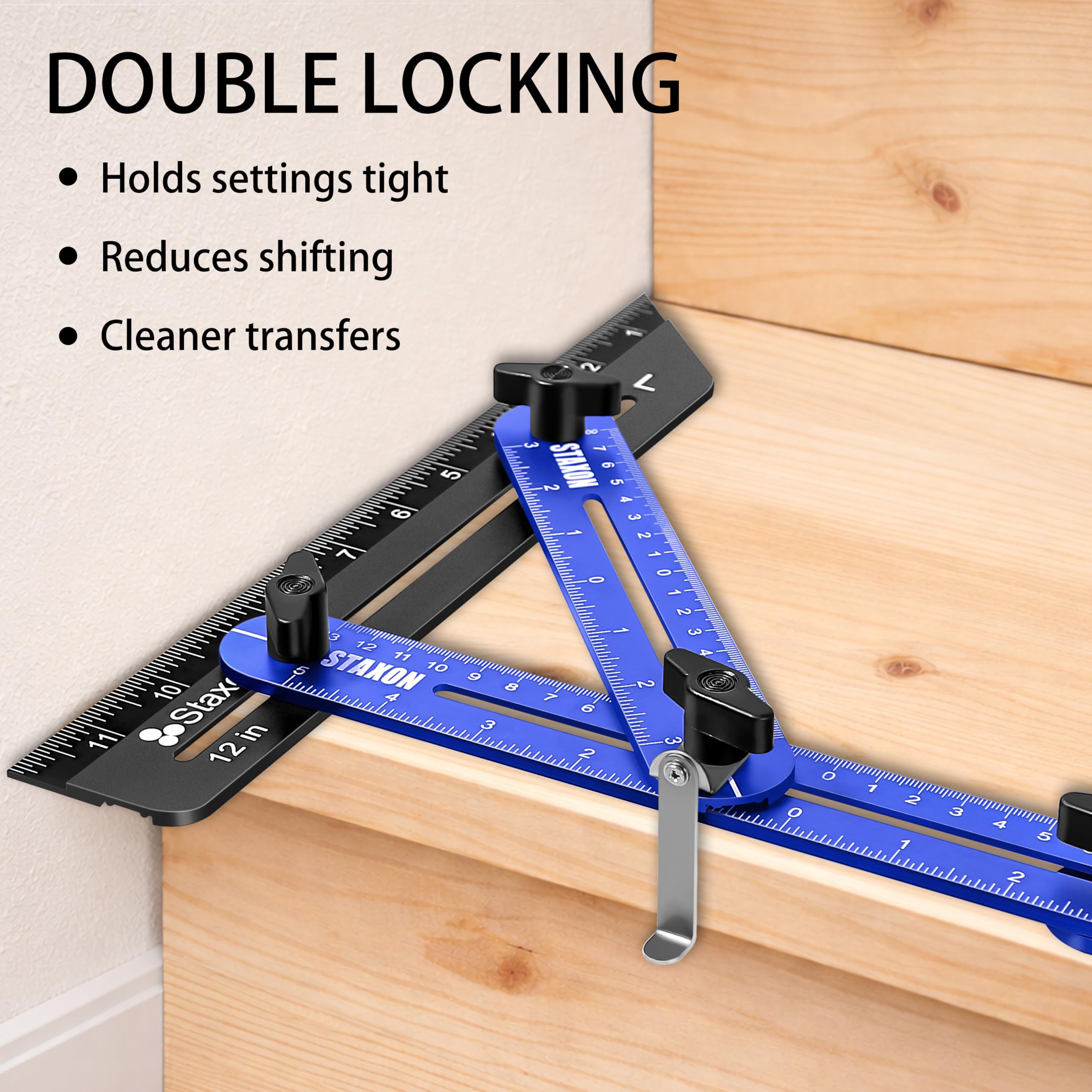 Stair Tread Template Tool – Stair Tread Gauge, Hidden Screw Slide Rail Stair Tools for Stair Measuring Tool Stair Gauge Jig Stair Template Stair Step Tool（Black+Blue） — Amazon image 3