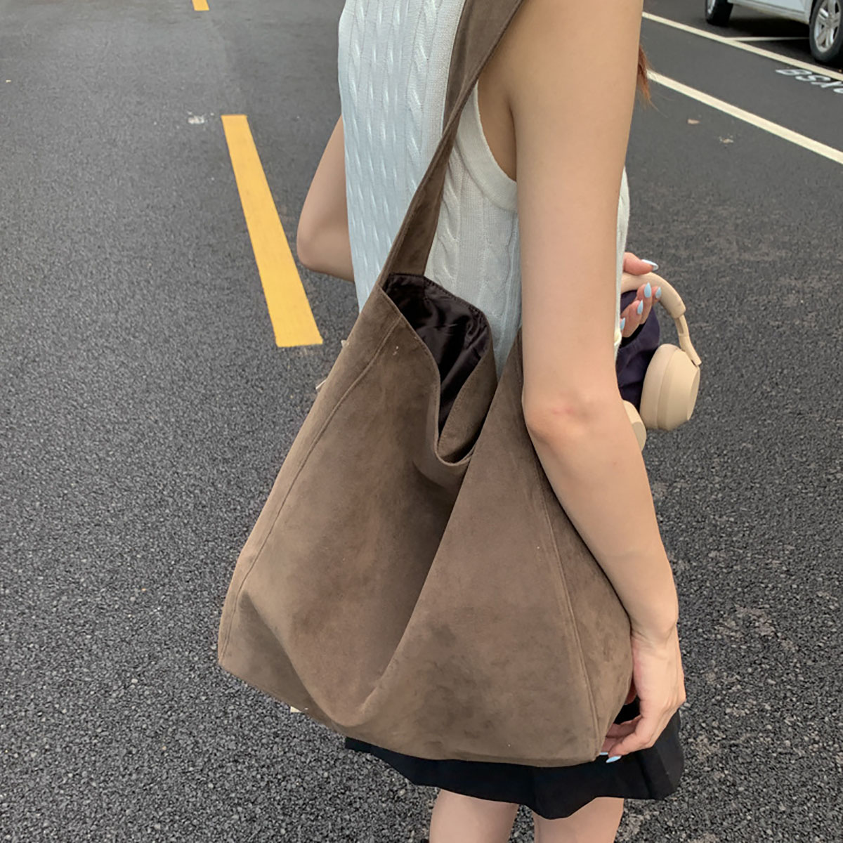 Bolso Hobo de Ante con Estampado Leopardo para Mujer miniatura 7
