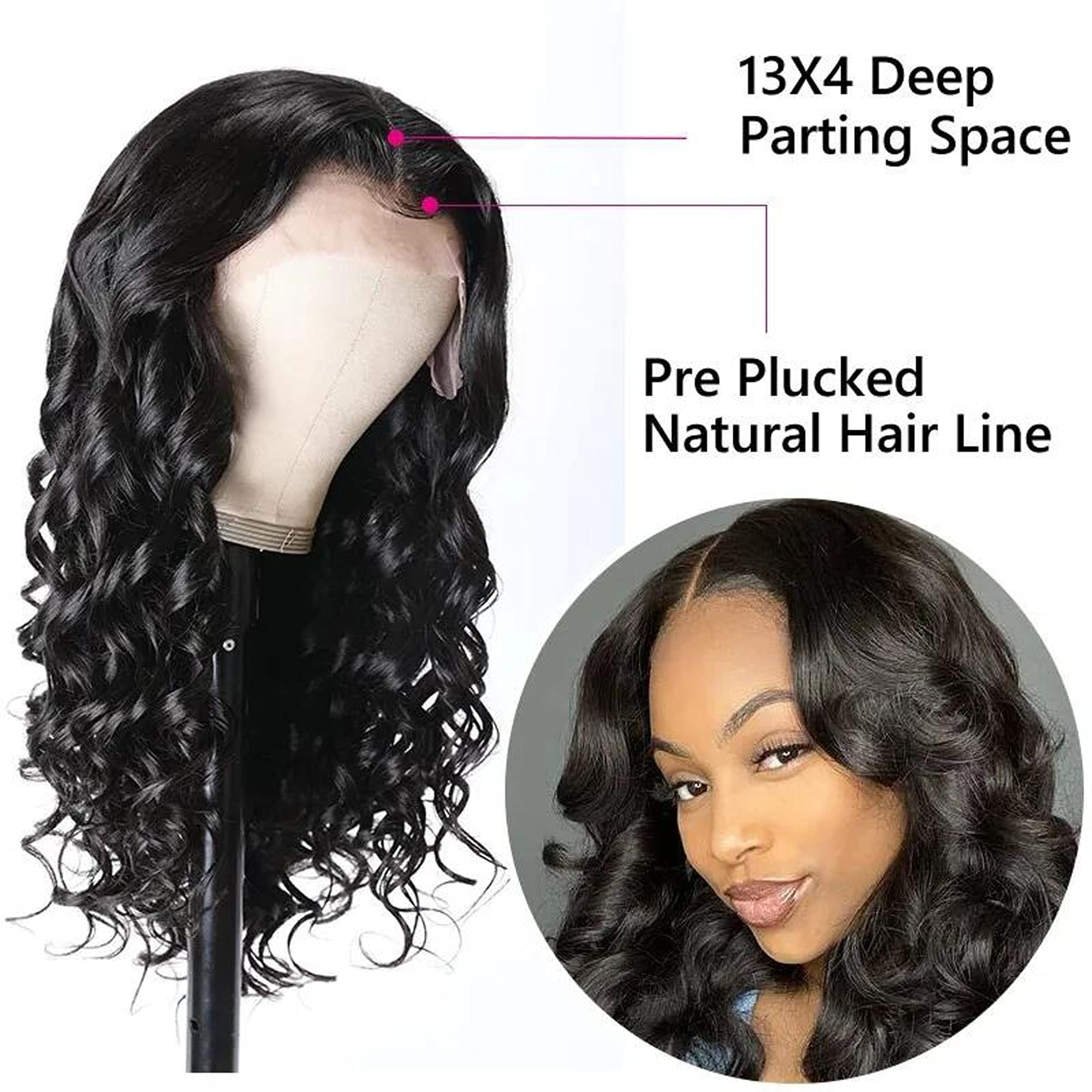 Amazon.com : UNICE 10A 13X4 Lace Front Wig Human Hair Loose Deep Wave Wig  for Women Brazilian Unprocessed Virgin Hair Lace Frontal Wig Pre Plucked  with Baby Hair 150% Density Natural Color