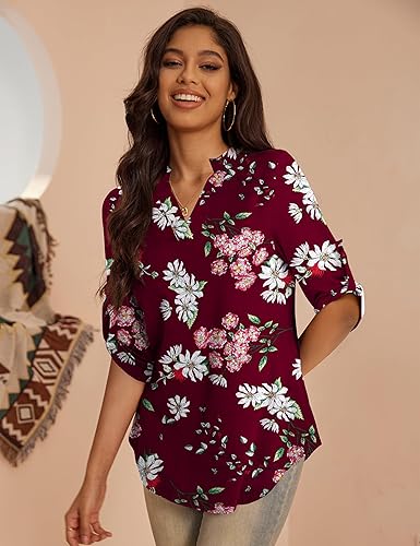 Miniatura 3 de a.Jesdani - Blusas de manga 34 que se enrollan, con cuello en V, diseño tipo túnica, talla extragrande para mujer