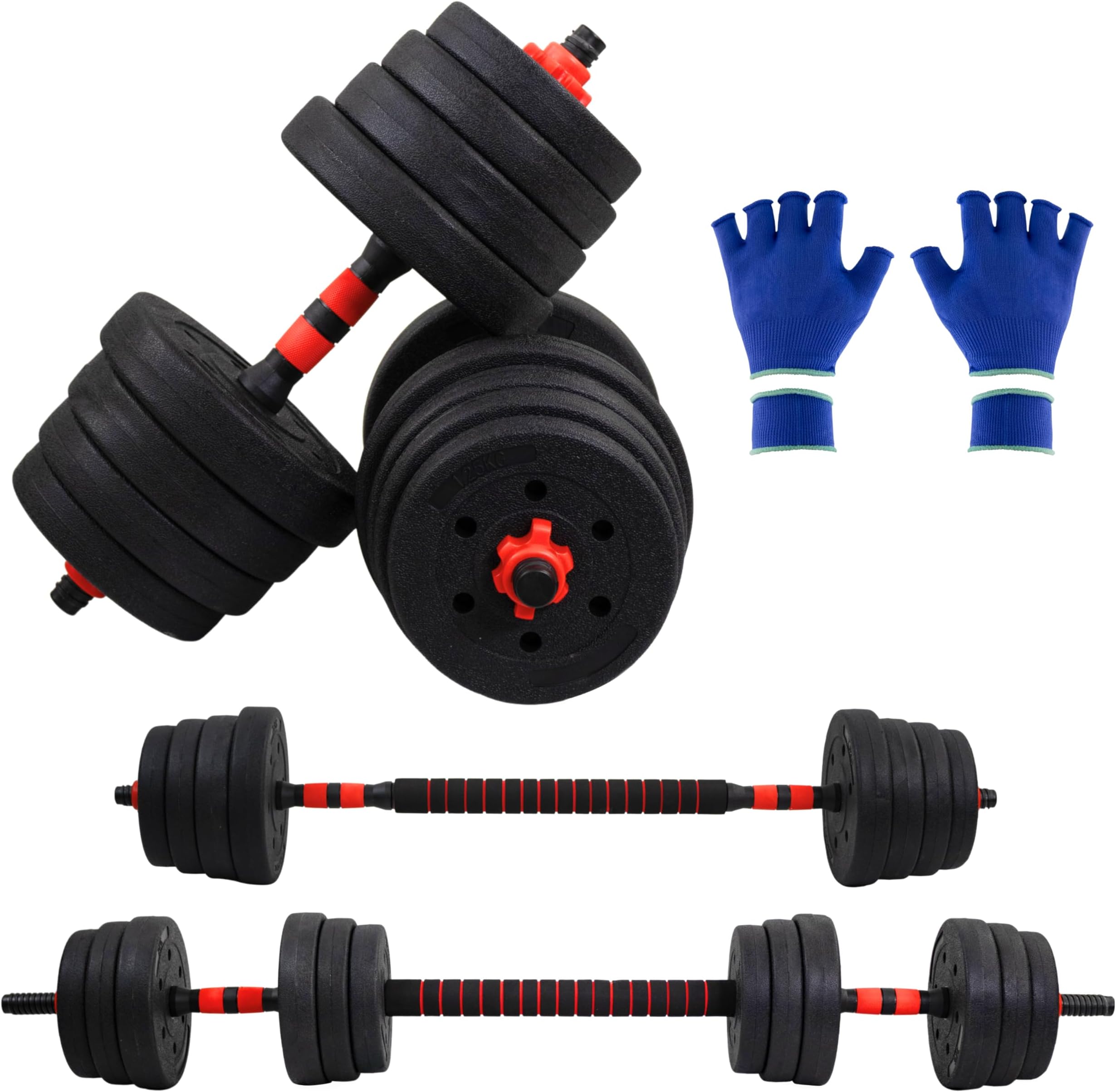 Mobiclinic®, Adjustable Dumbbells 20-30 kg, 2 in 1, Weight Set, Dumbbells, Connecting Bar, Portable, Non-Slip Grip, Home Gym, Fitness