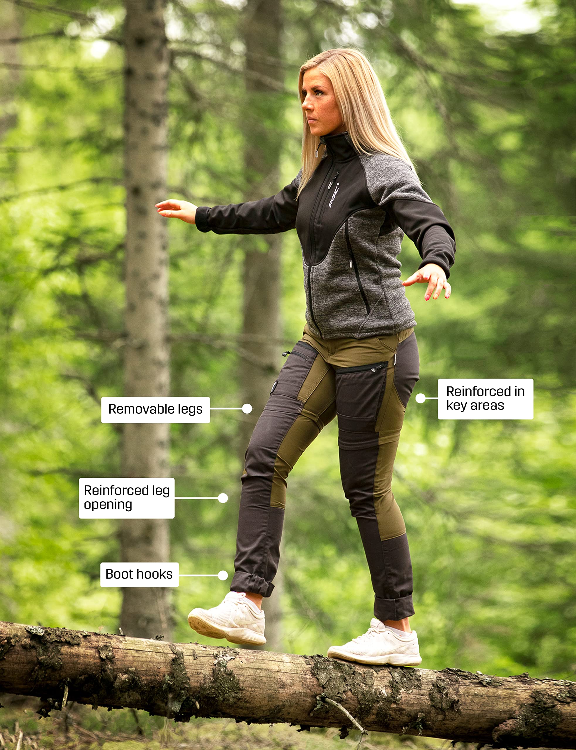 RevolutionRace RVRC GP Pro Zip-Off Pants Damskie, Solidne, oddychające, dające się zamienić w szorty spodnie do wszelkich aktywności na świeżym powietrzu, Dark Olive, S