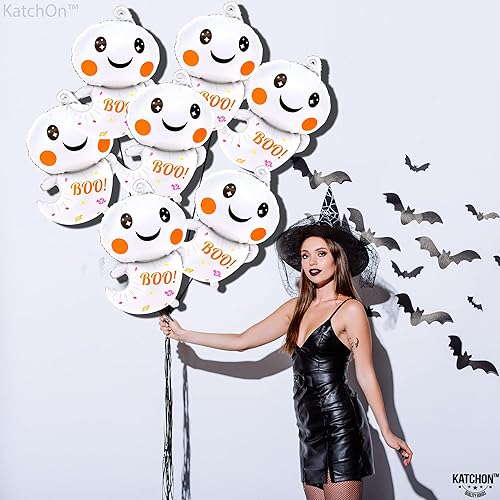 Miniatura 7 de KatchOn, Globos grandes y bonitos de 32 pulgadas, paquete de 8, globos de fantasma de Halloween para decoraciones de fiesta de feliz día de abucheo,