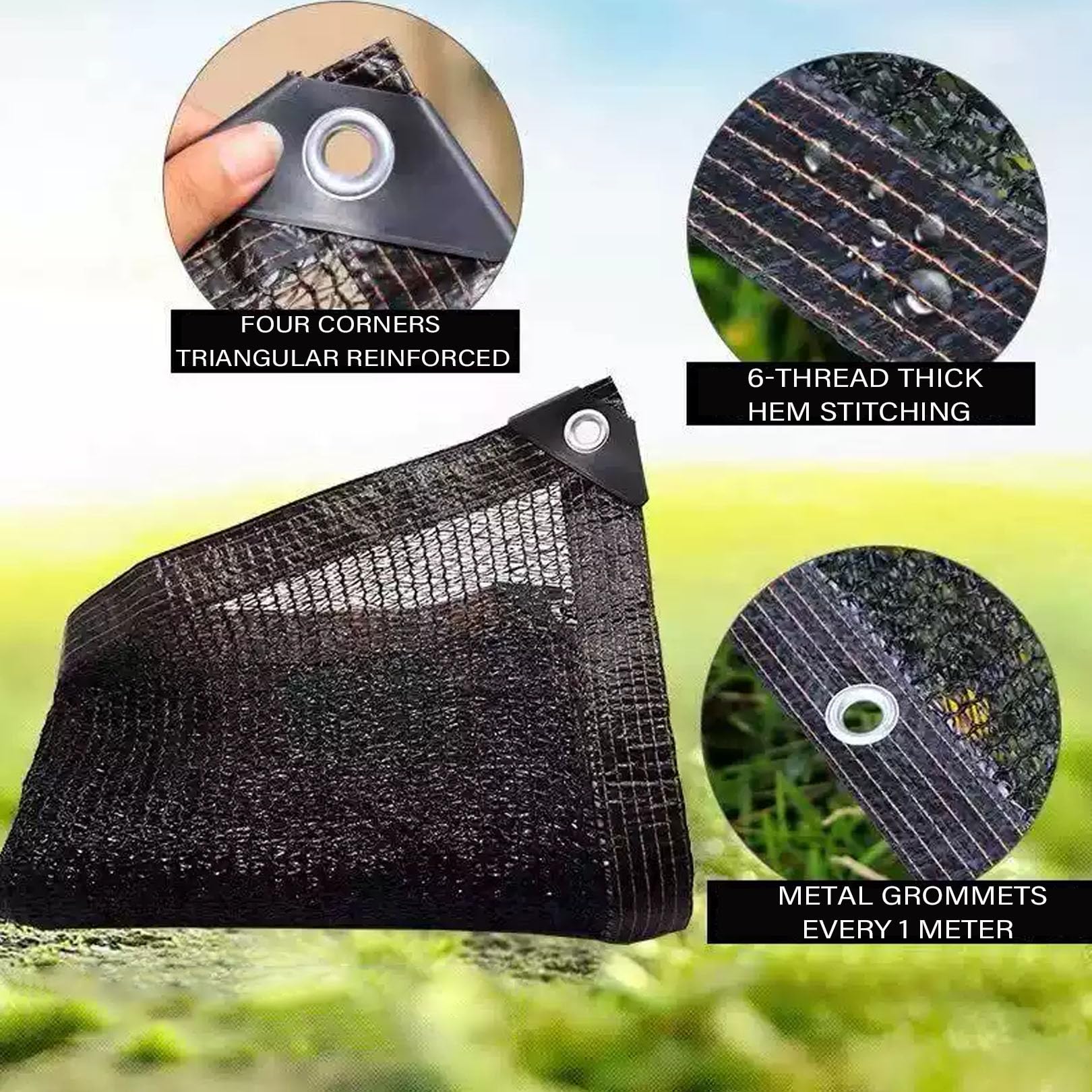 Schattiernetz Schwarz 60-70% Beschattung Sonnenschutznetz für Garten 8x10m