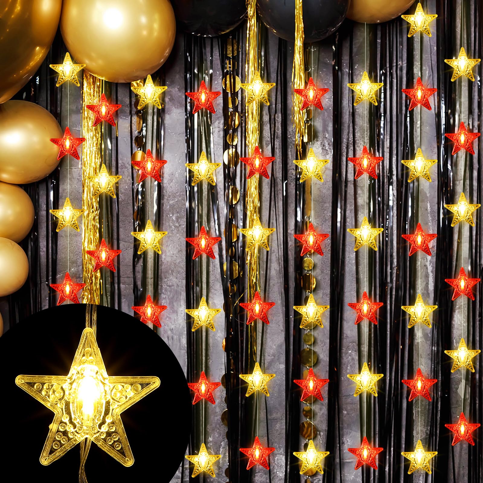 Glooglitter 160 LED Star String Lights 118 x 78.7 Inch Movie Night Party Decoration USB Star Curtain Hanging String Movie Theater Theme Fairy Hanging