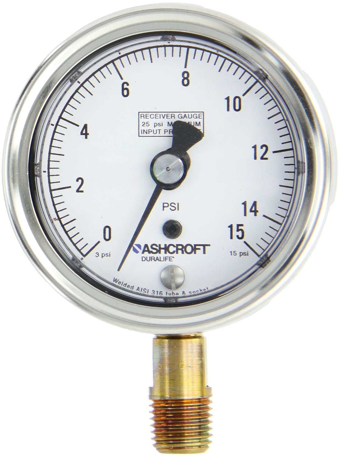 Ashcroft Duralife Type 1009 Stainless Steel Case Dry Filled Receiver