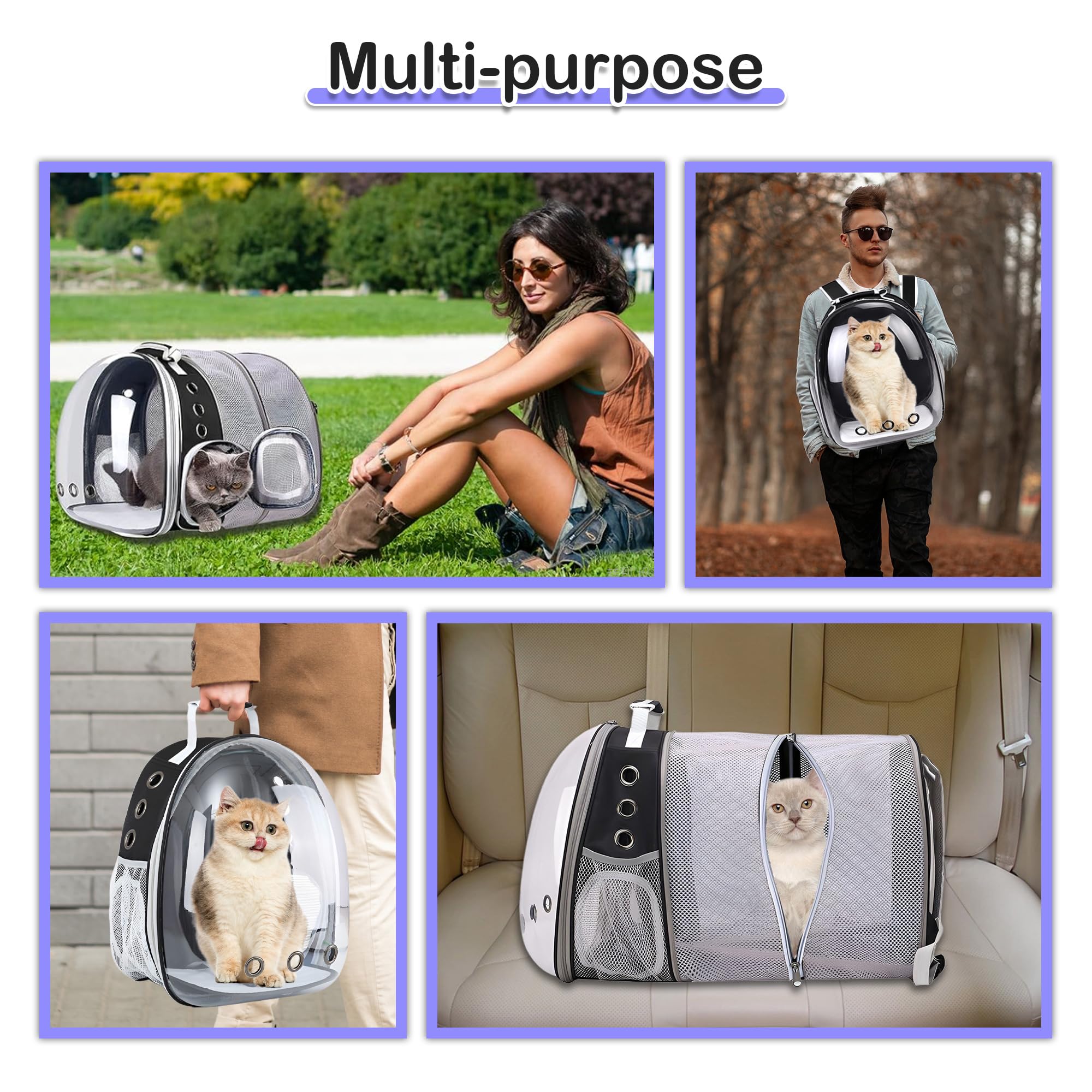 XZKING Expandable Cat Backpack Carrier Bubble for Large Cats 20 lbs, Airline Approved Pet Carrier Backpack for Small Dogs Kitten - image 6