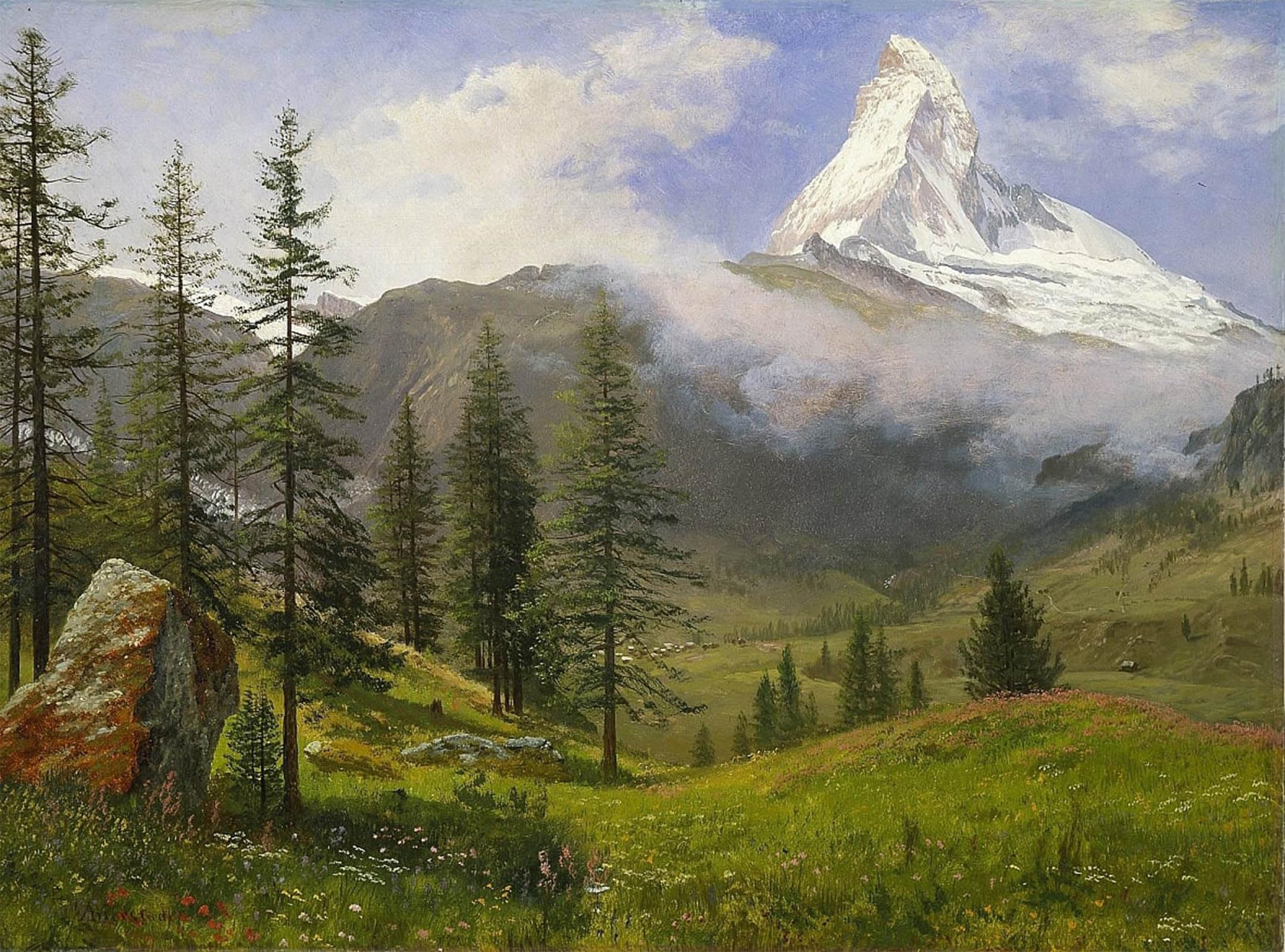 POSTERIIk Famous Print Pop Art Wall Art Graffiti Matterhorn by Albert Bierstadt Art Prints for Home Decor 60x90cm