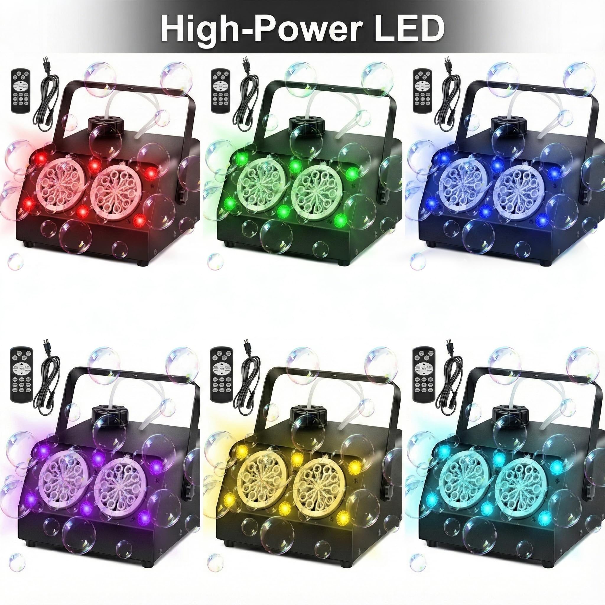 YUNOVA LED Seifenblasenmaschine mit Fernbedienung, 50.000 Seifenblasen pro Minute, Metallschale, Party Event Bubble Maker