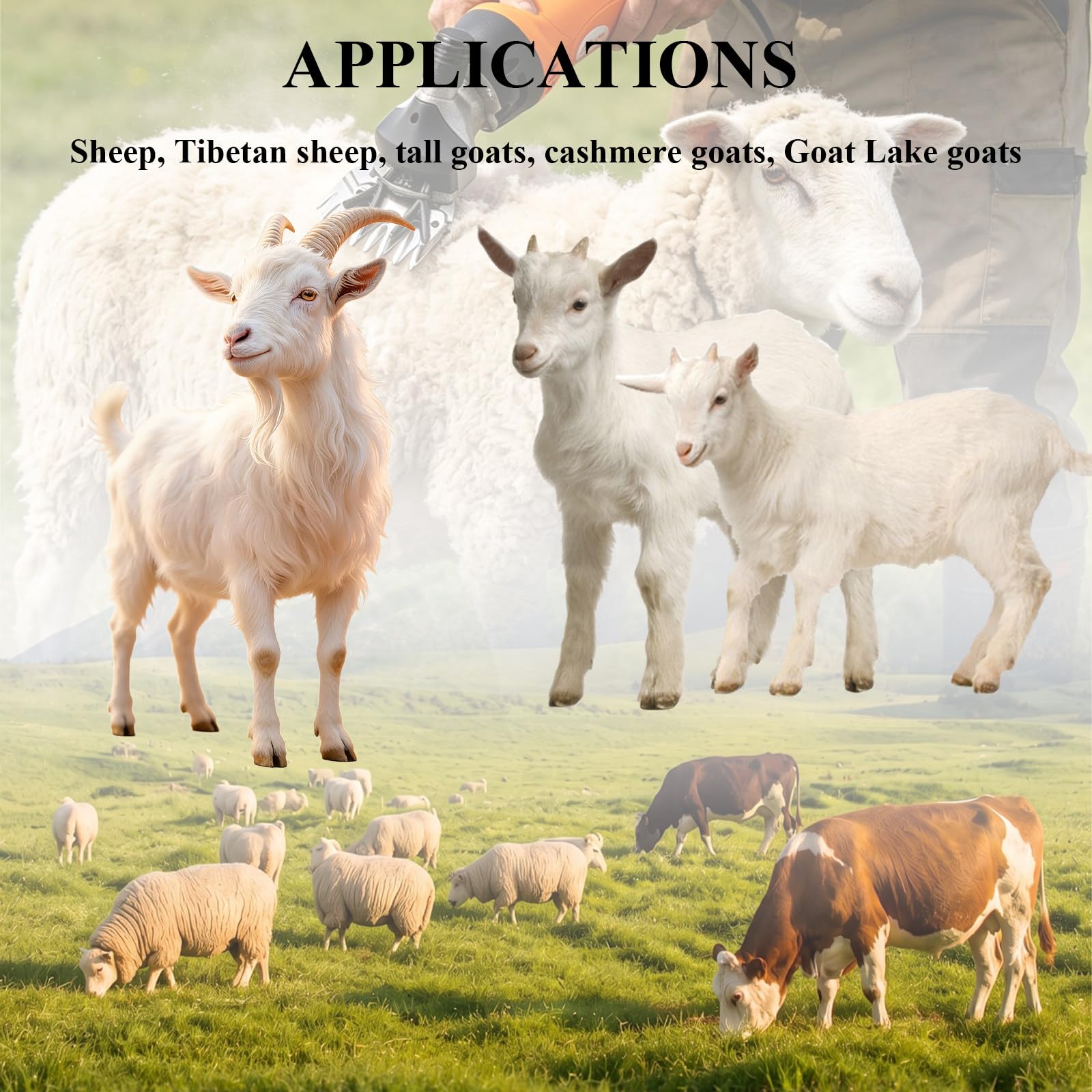 Esquiladora De Ovejas, MáQuina Esquilar Ovejas Cabra Alpaca con 6 Ajuste De Velocidad,Esquiladora Profesional para ovejas, Cabras, Alpacas y Llamas Yellow