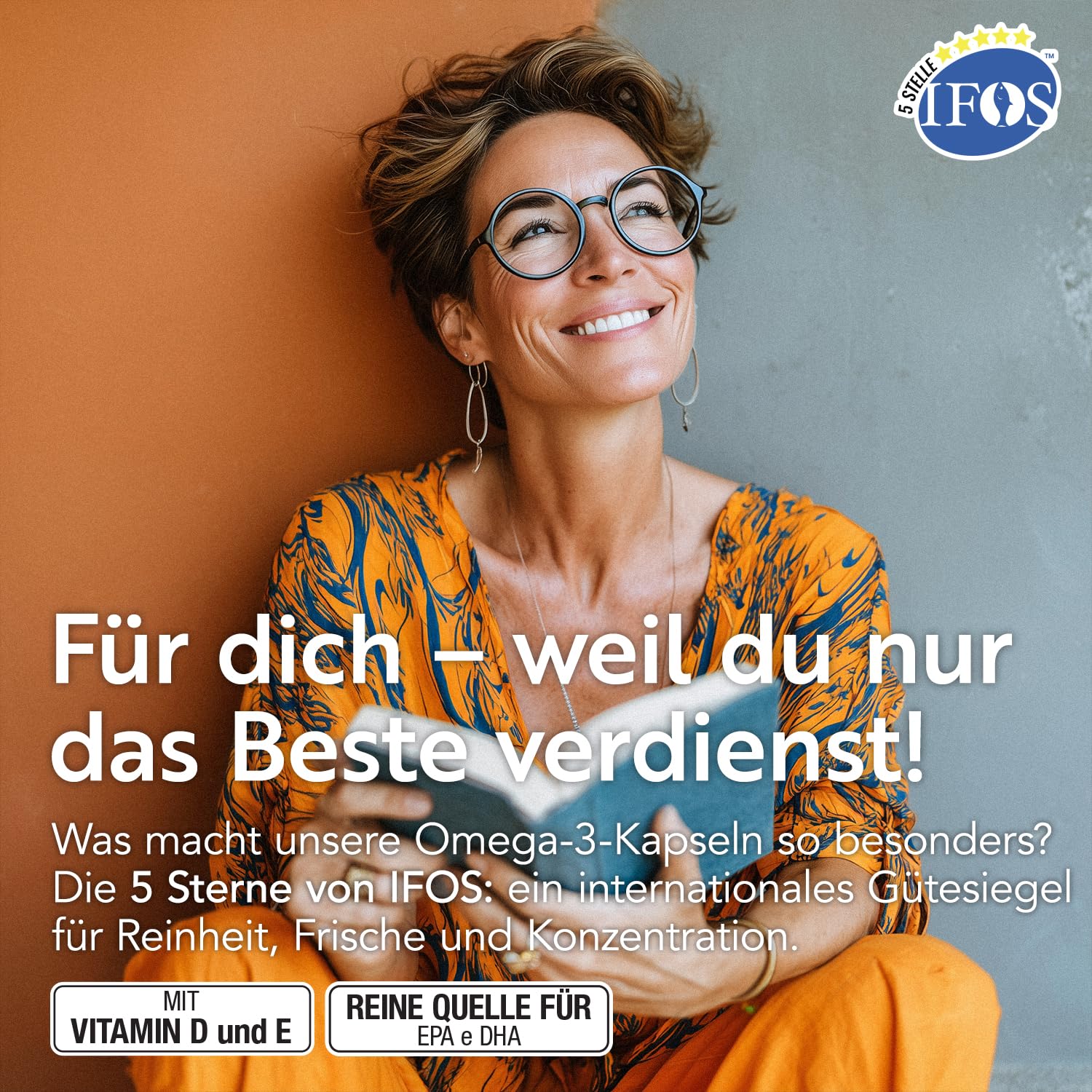 Omega 3 IFOS 5 Sterne Zertifiziert PiùLife mit Vitamin D3 & E – 480 Softgel | Fischöl EPA DHA 800 mg & 400 mg pro Tagesdosis, Omega 3 Kapseln hochdosiert für Herz, Gehirn, Augen, Knochen